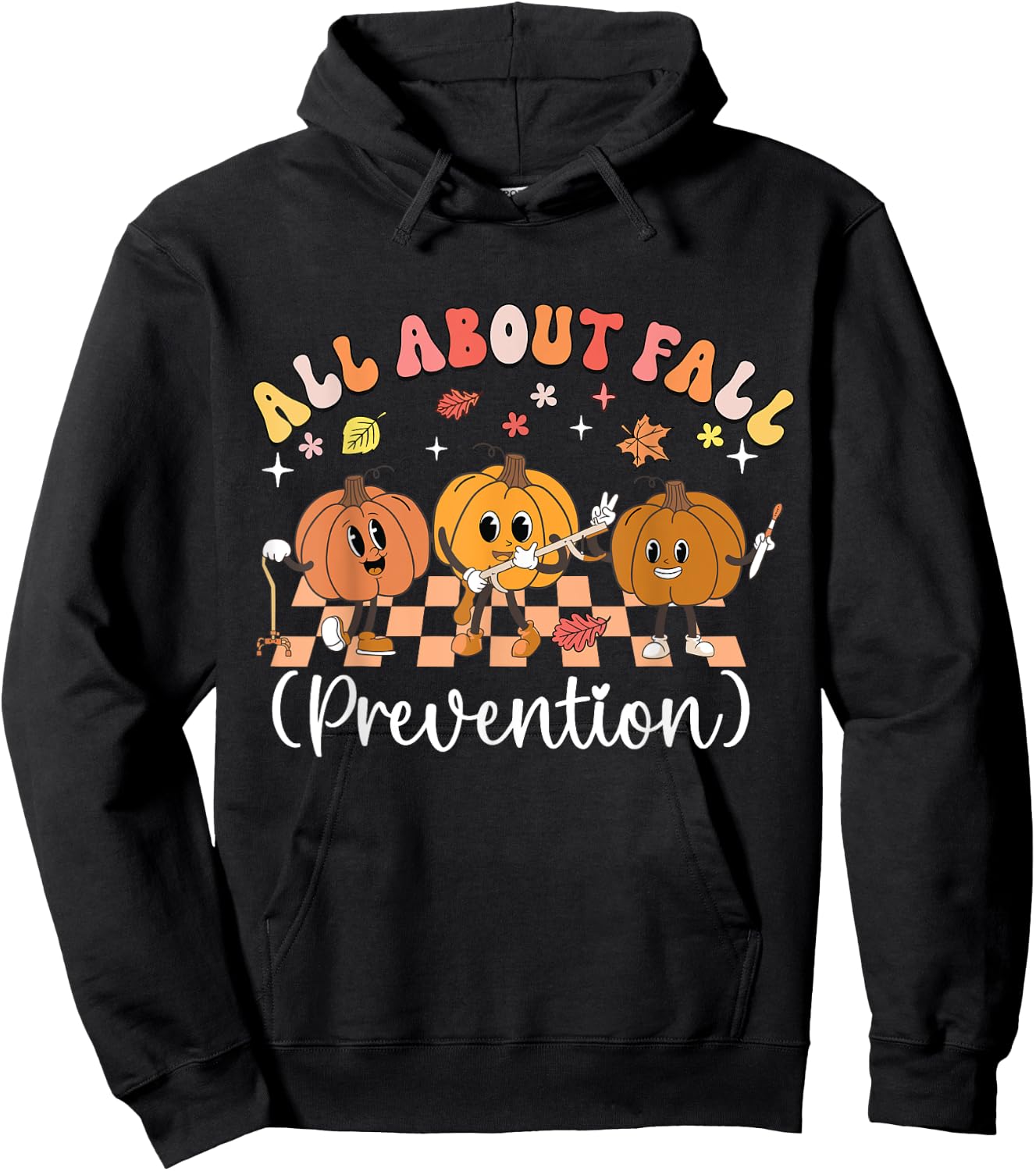 Pumpkin all about fall Prevention Halloween Hoodie - Hoodie | Black