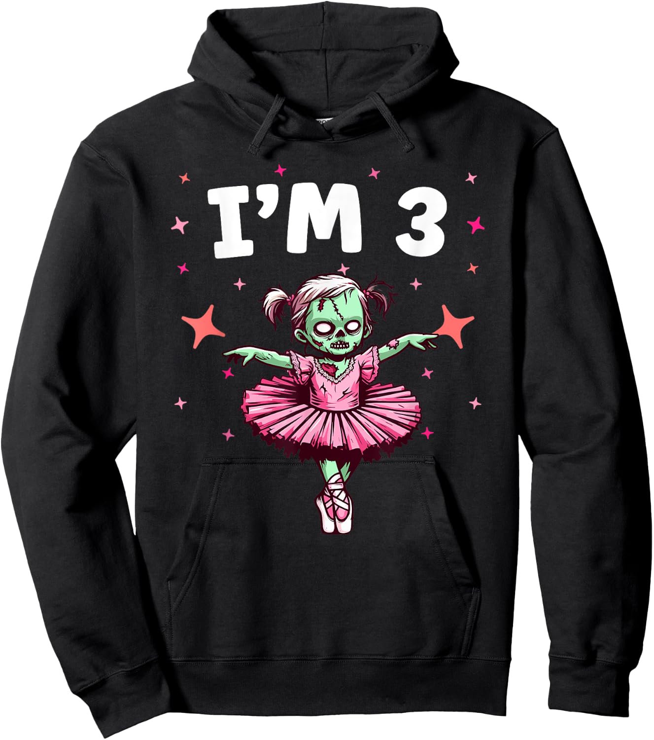 Ballerina Zombie Birthday 3rd Birthday Party I'm 3 Hoodie - Hoodie | Black