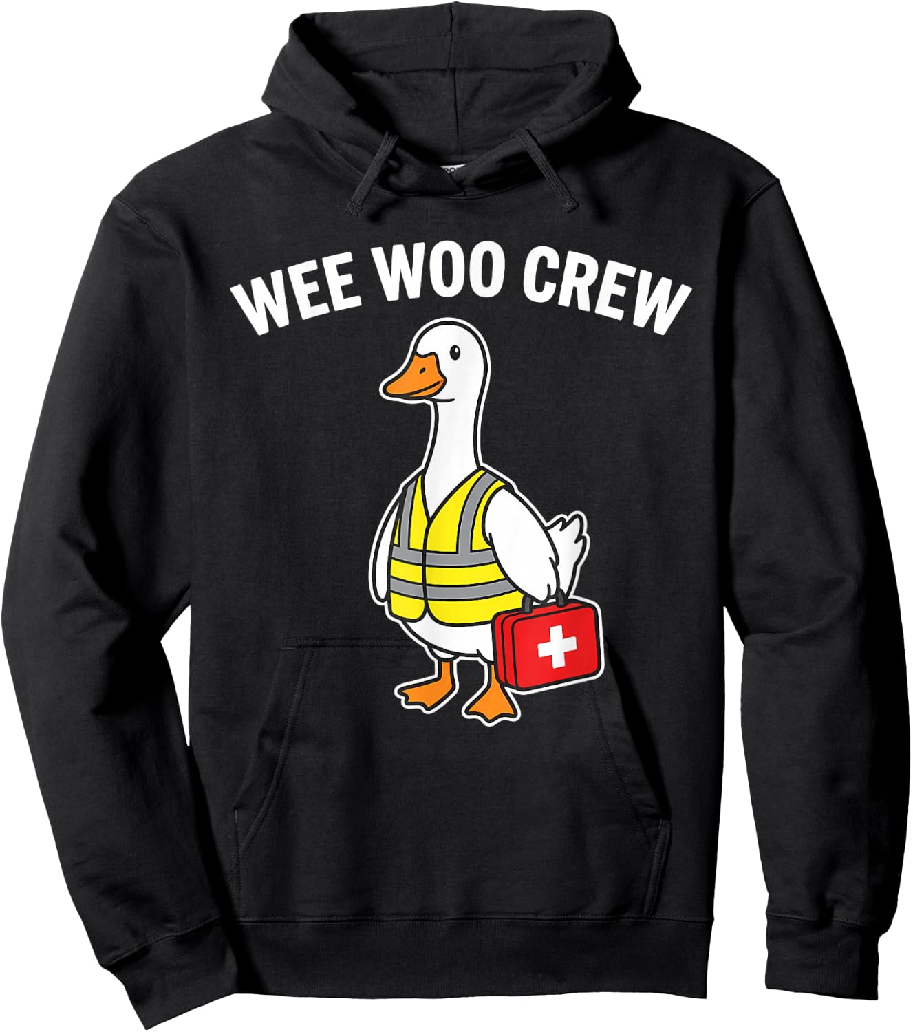 Wee Woo Crew Duck Safety Vest First Aid Meme Hoodie - Hoodie | Black