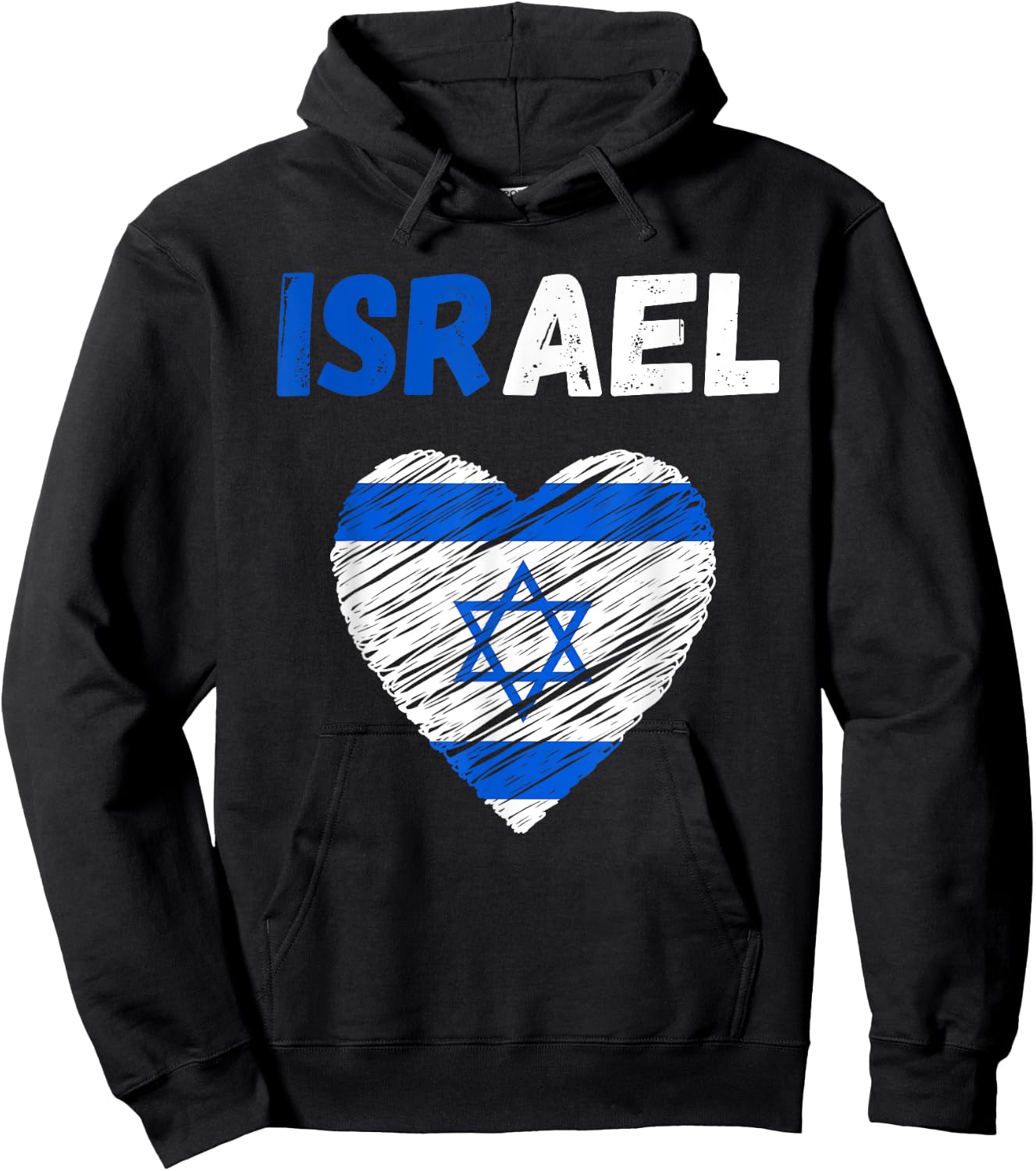 Israel Flag Holiday Israel Heart Israeli Flag Hoodie - Hoodie | Black