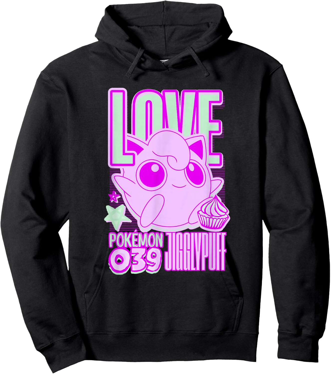 Pokémon Jigglypuff Love Neon Pink Cute Pocket Monster Hoodie - Hoodie | Black