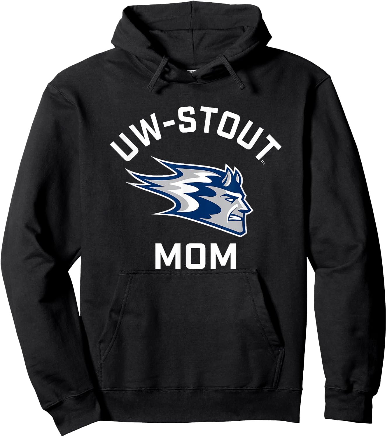 University of Wisconsin-Stout Blue Devils Arched Mom Hoodie - Hoodie | Black