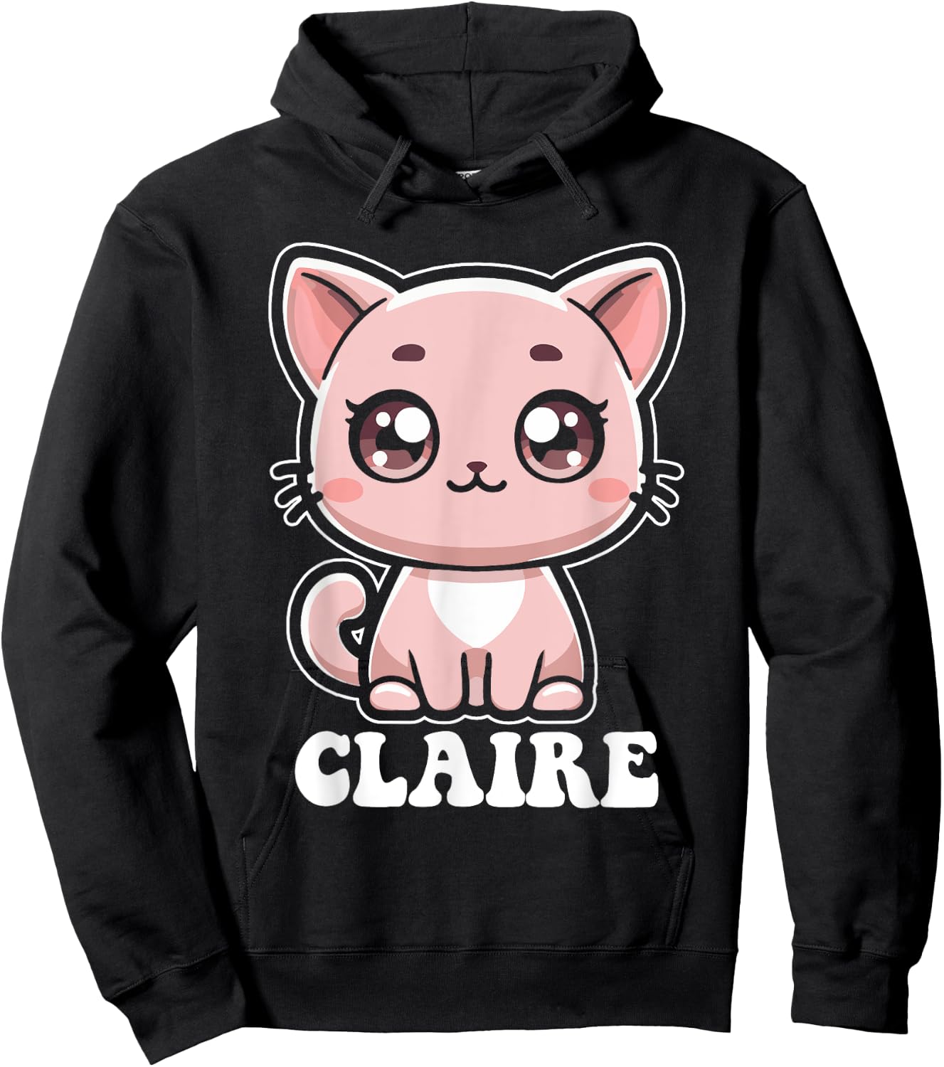 Claire Cute Cat Kitten Design for Girls Name Claire Hoodie - Hoodie | Black
