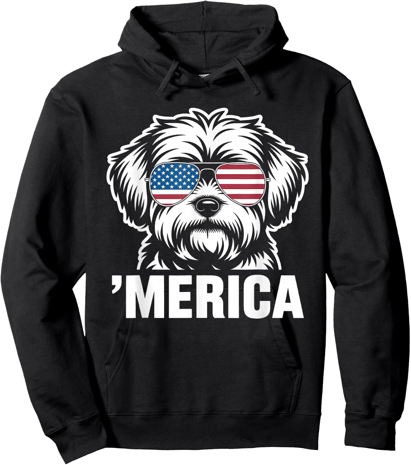 Patriotic USA American Flag 4th of July Maltese Hoodie - Hoodie | Black