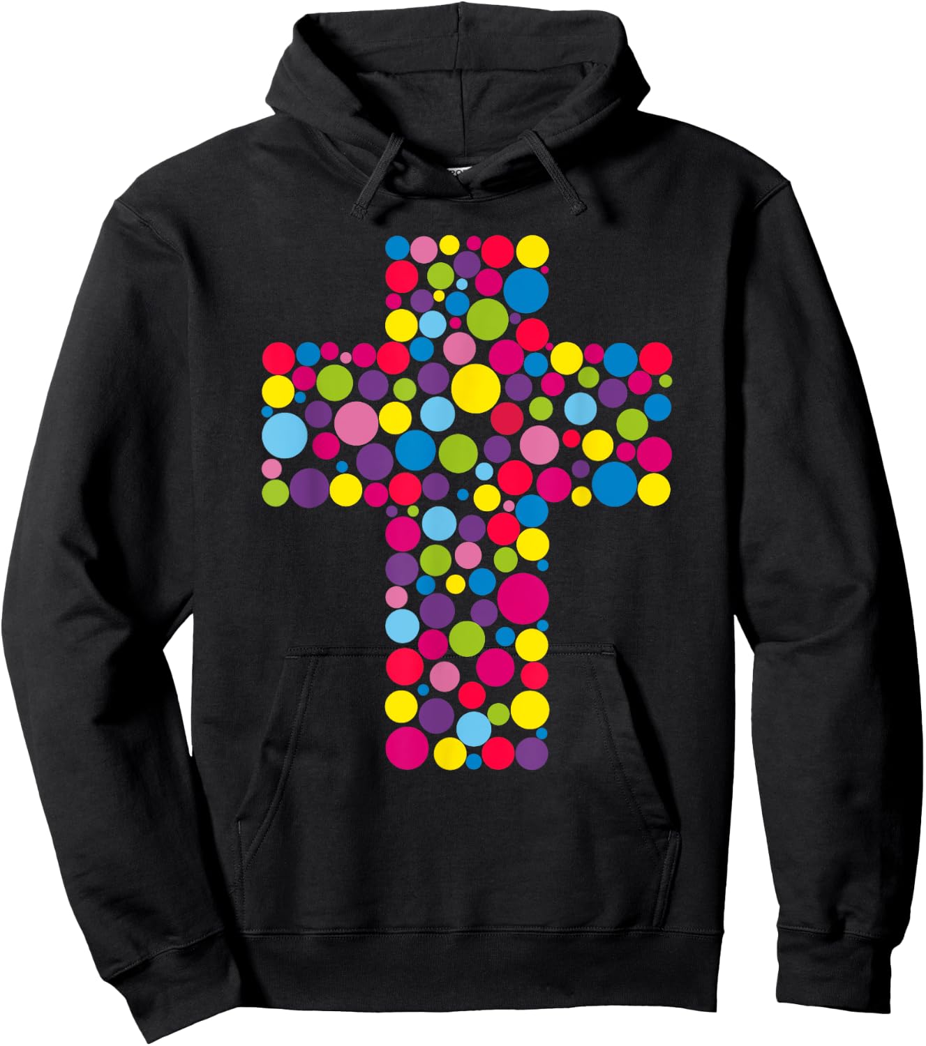 Happy Dot Day Colorful Cross For Christian Creators Hoodie - Hoodie | Black