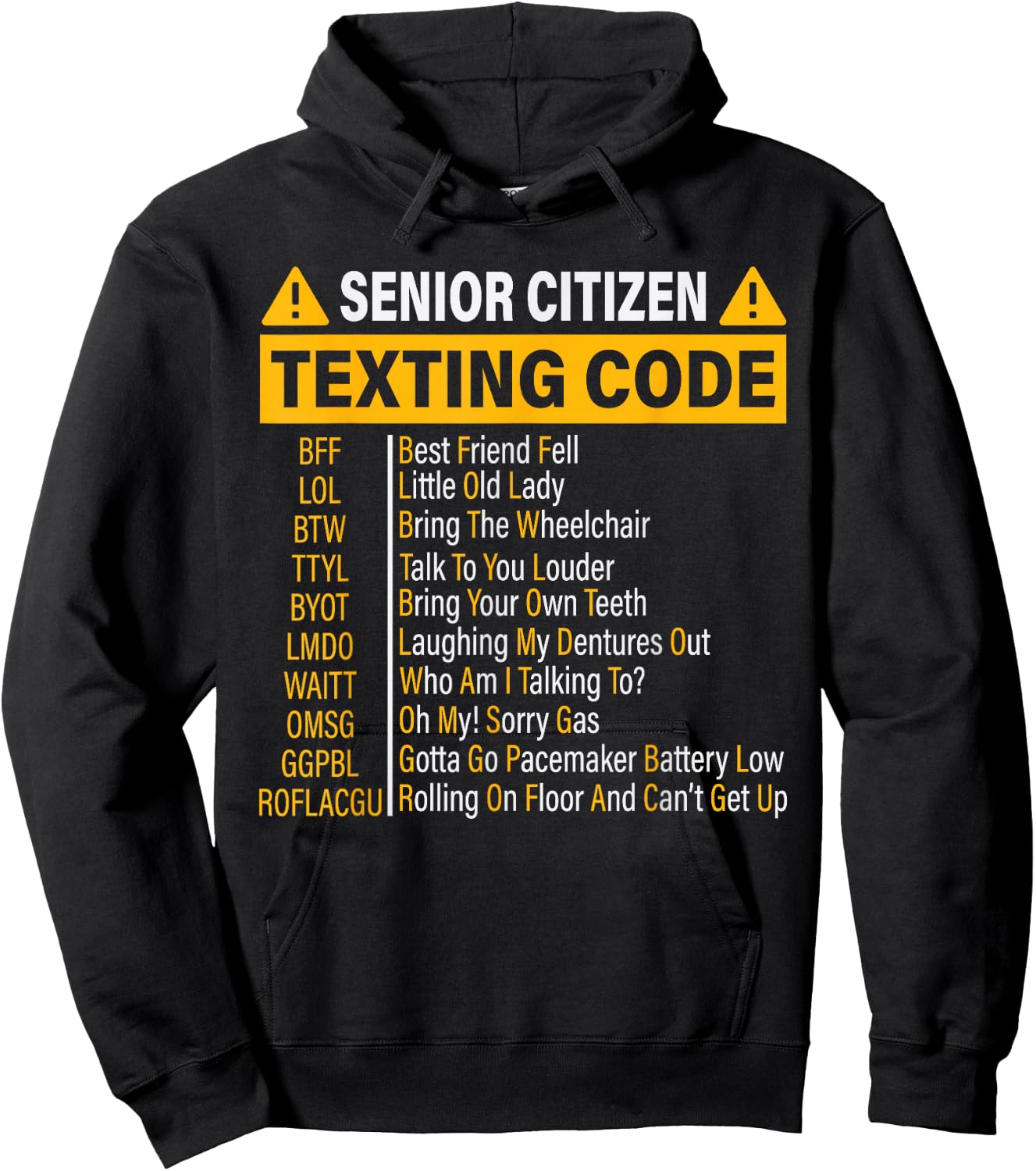 Senior Citizen Texting Code Cool Funny Old People Saying Hoodie - Hoodie | Black