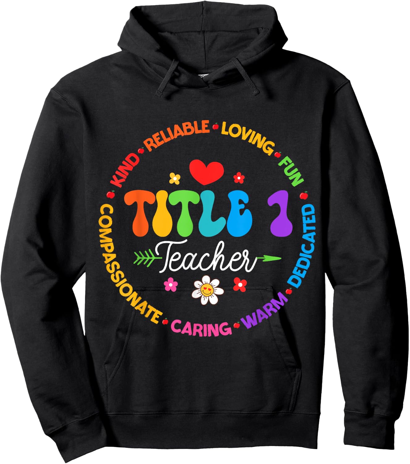 Groovy Title 1 teacher squad cute title 1 Reading Hoodie - Hoodie | Black