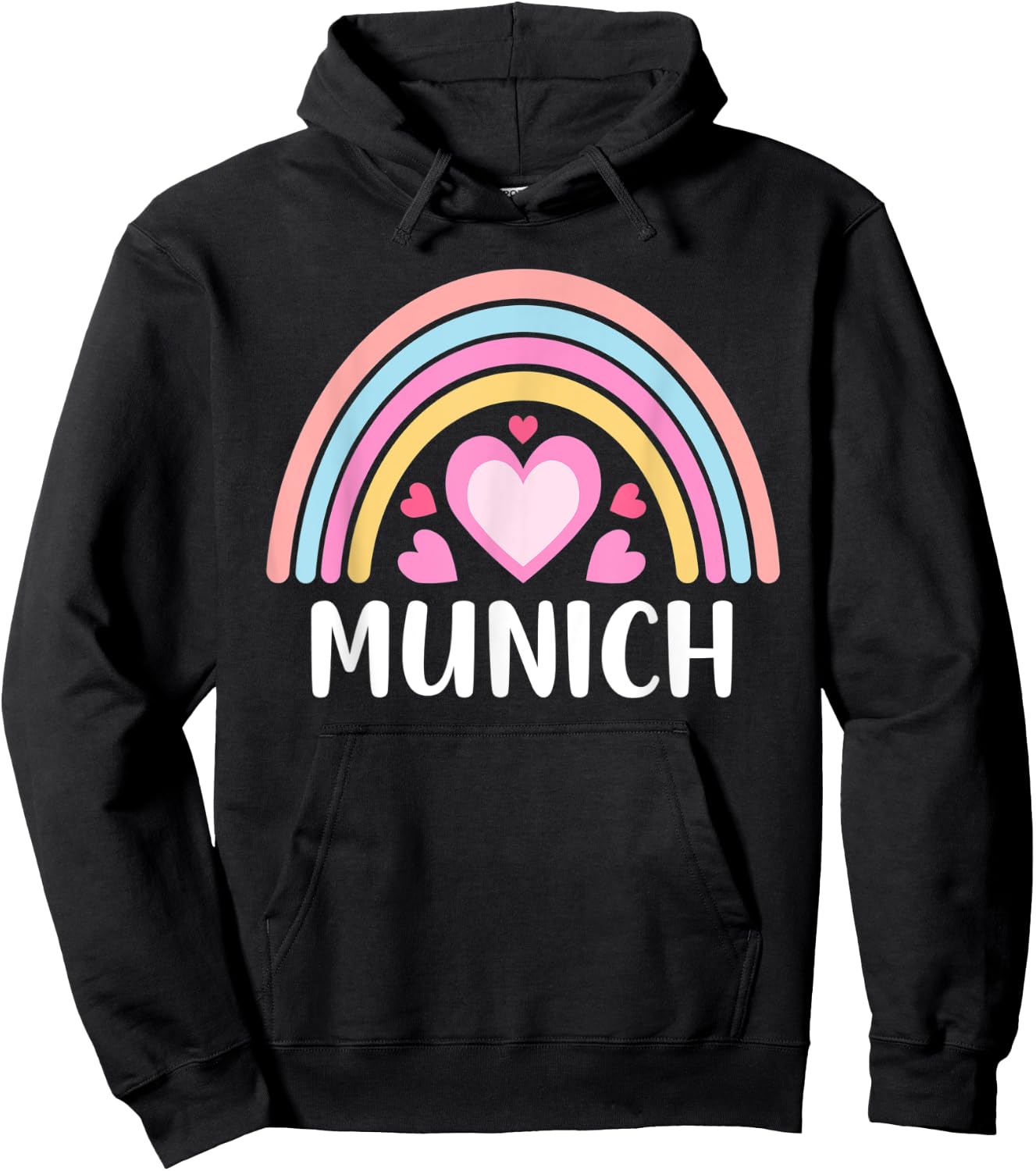 Munich Germany Rainbow Hearts Hoodie - Hoodie | Black