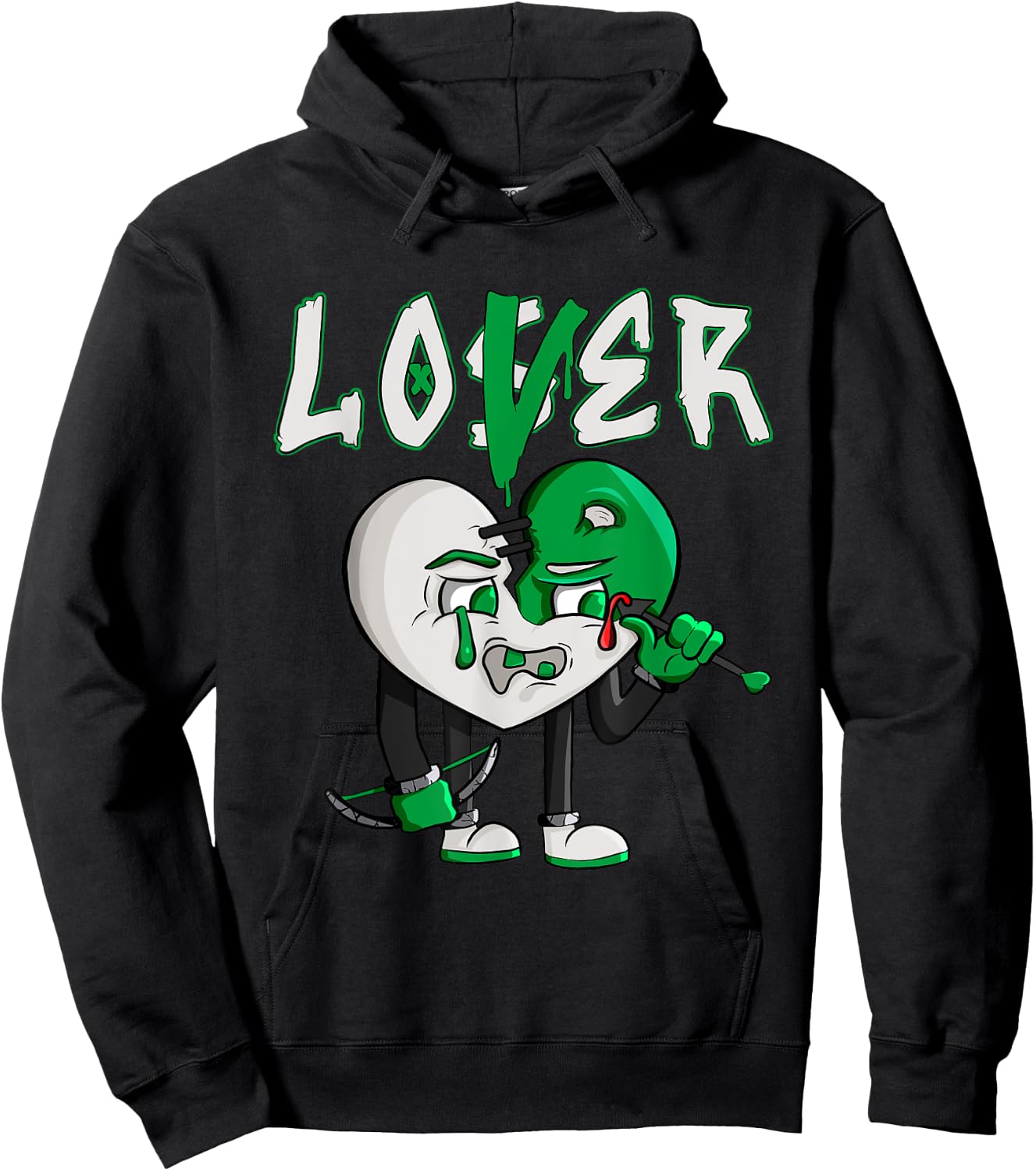 Loser Love Drip Heart Matching Lucky Green White Hoodie - Hoodie | Black
