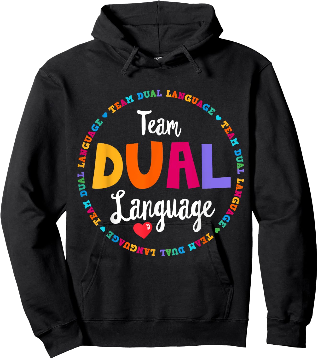 Cute Back to School Squad Team Dual Language Teachers Women Girls Kids Hoodie - Hoodie | Black