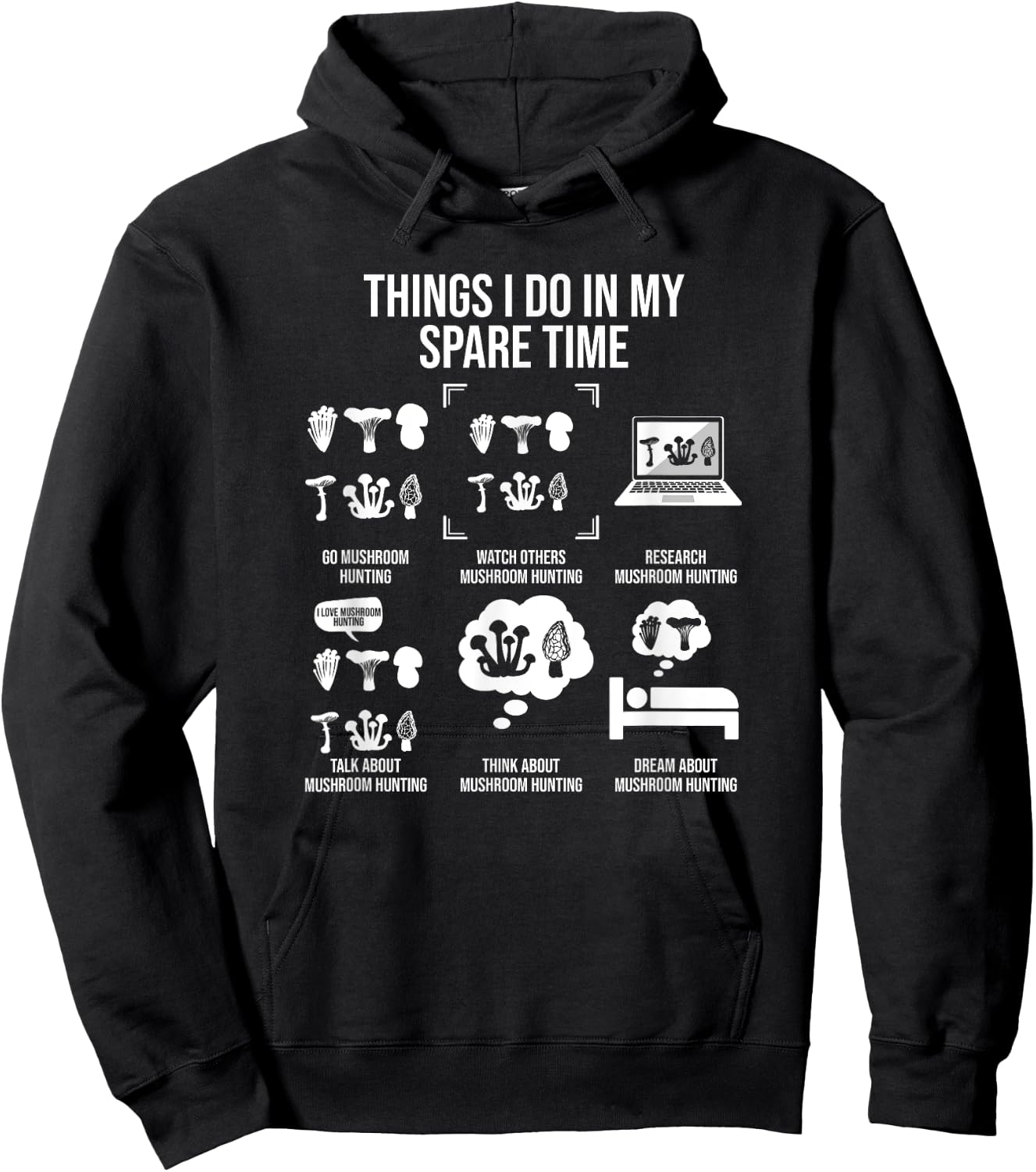 Things I Do In My Spare Time, Mushroom Hunting Hoodie - Hoodie | Black