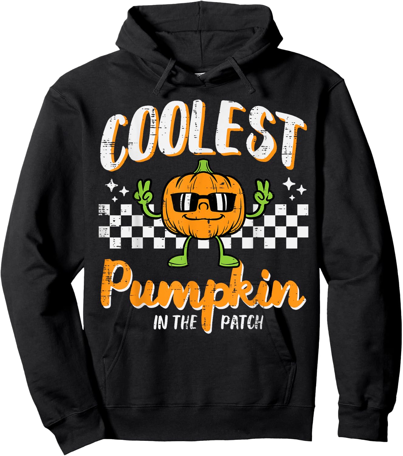 Coolest Pumpkin In Patch Halloween Retro Costume Groovy Boys Hoodie - Hoodie | Black