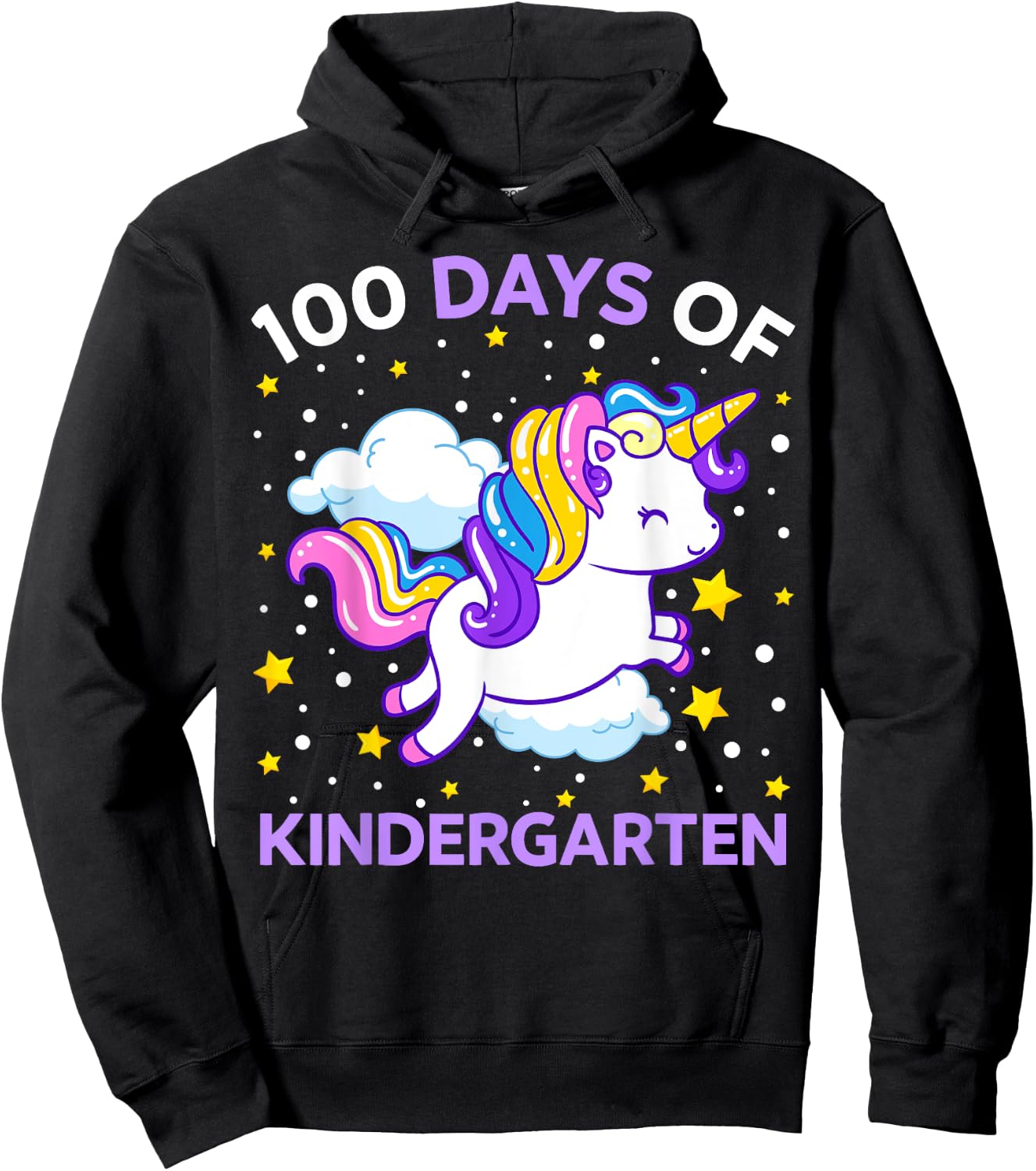 100 Days of Kindergarten Unicorn Girls 100 Days of School Hoodie - Hoodie | Black