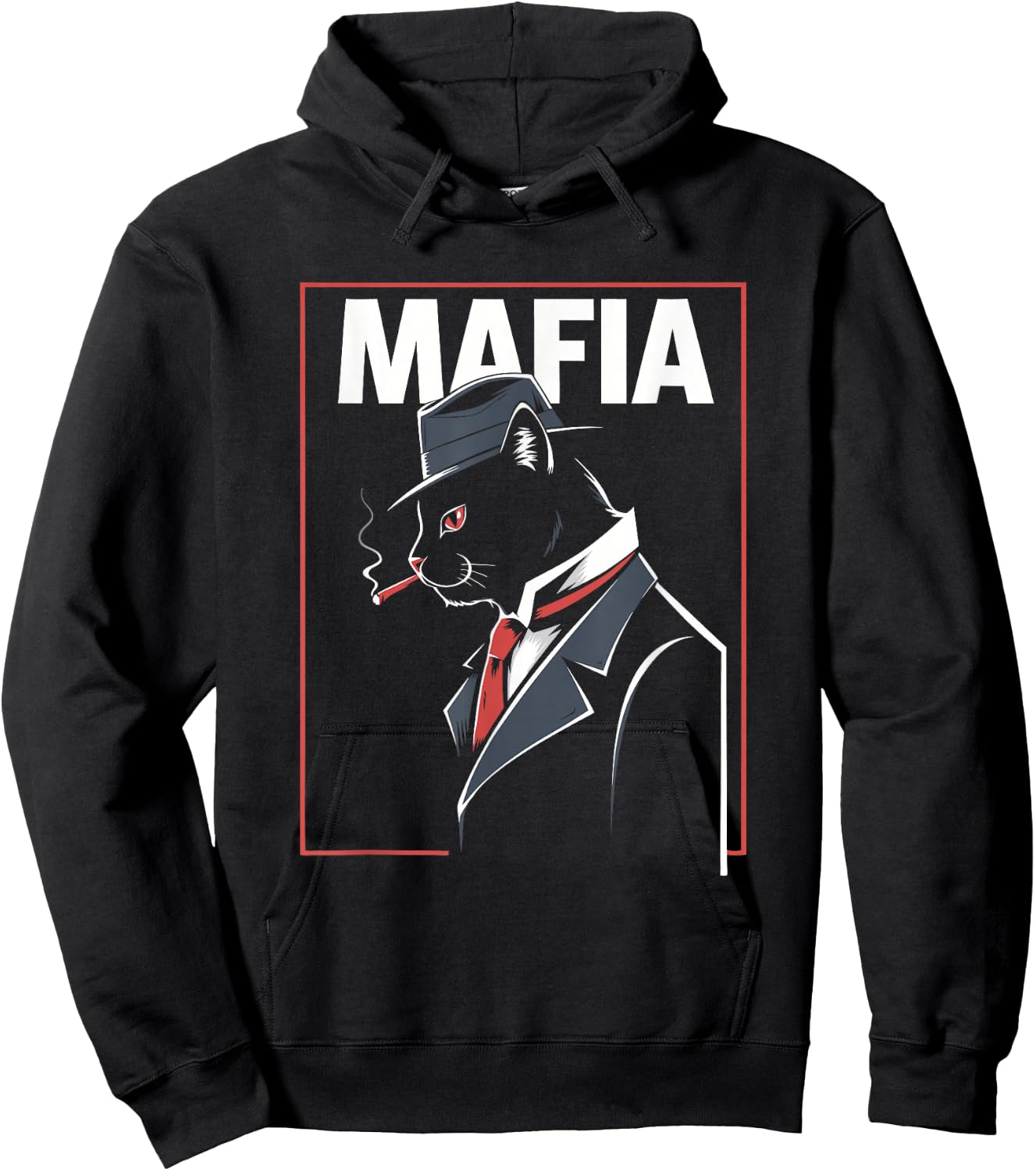 Mafia Cat - Funny Graphic Mafia Boss Cat Lover Hoodie - Hoodie | Black