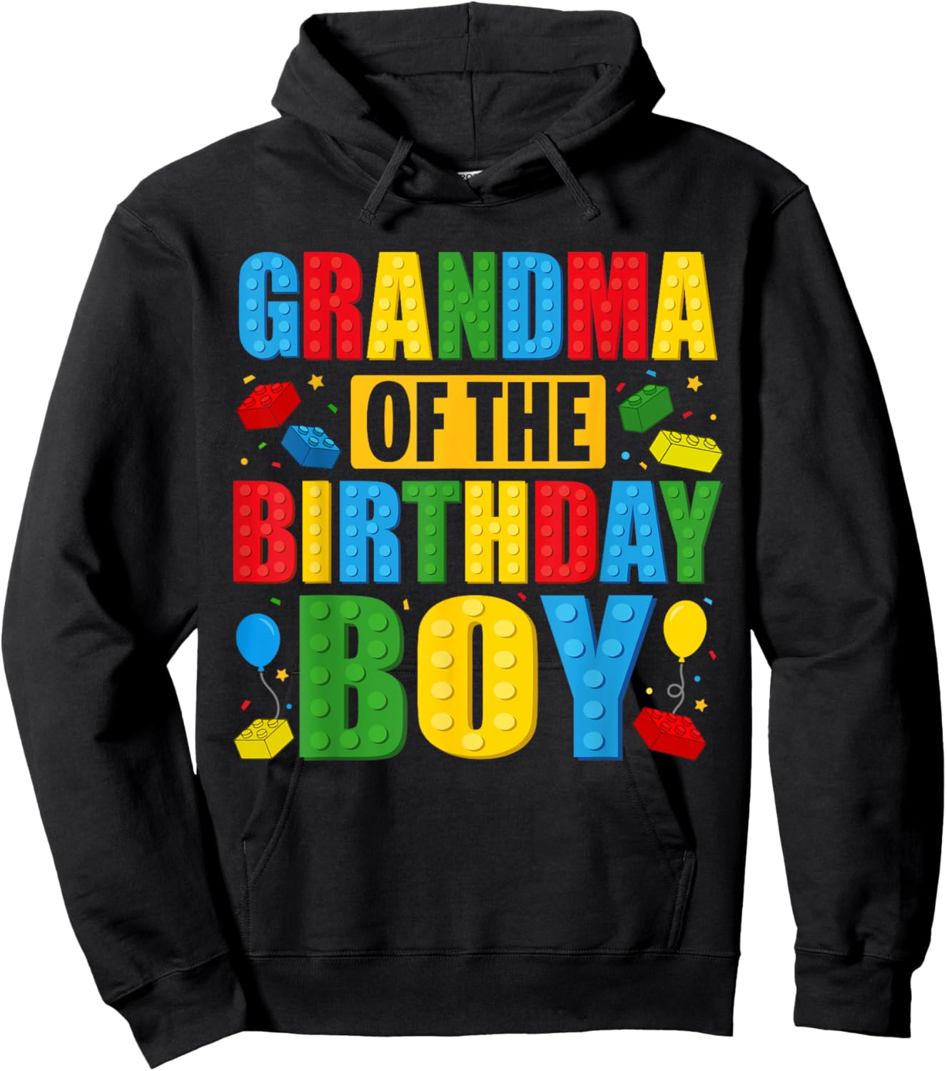 Grandma Of The Birthday Boy Building Blocks Birthday Party Hoodie - Hoodie | Black