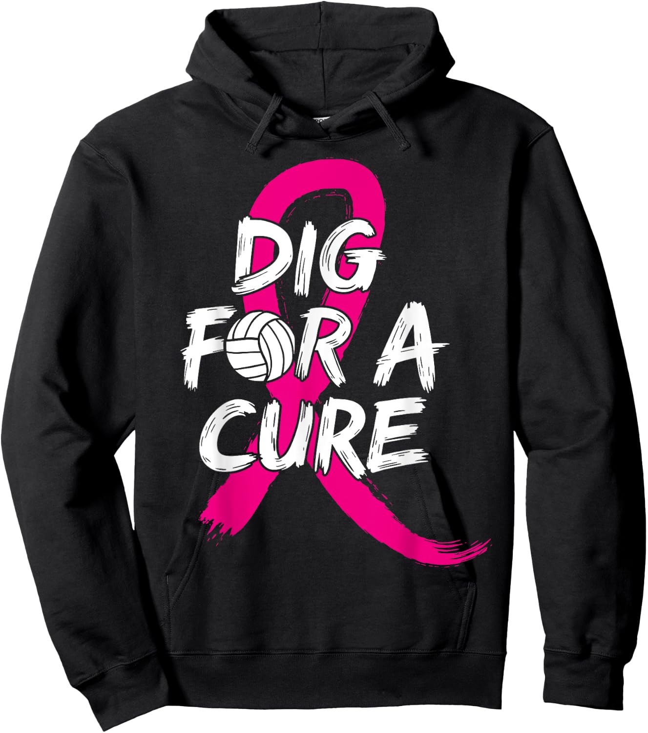 Dig For A Cure Breast Cancer Awareness Volleyball Pink Hoodie - Hoodie | Black