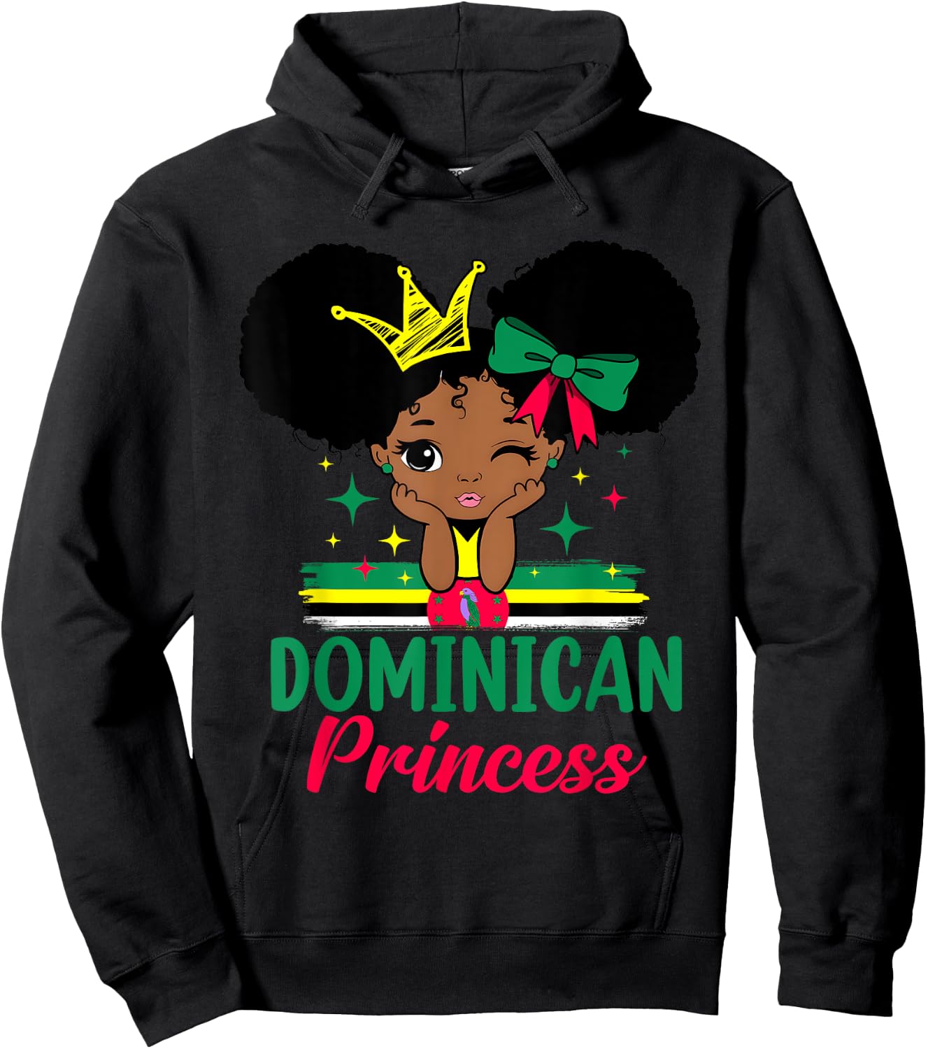 Dominician Princess Dominica Girl Melanin Dominician Flag Hoodie - Hoodie | Black