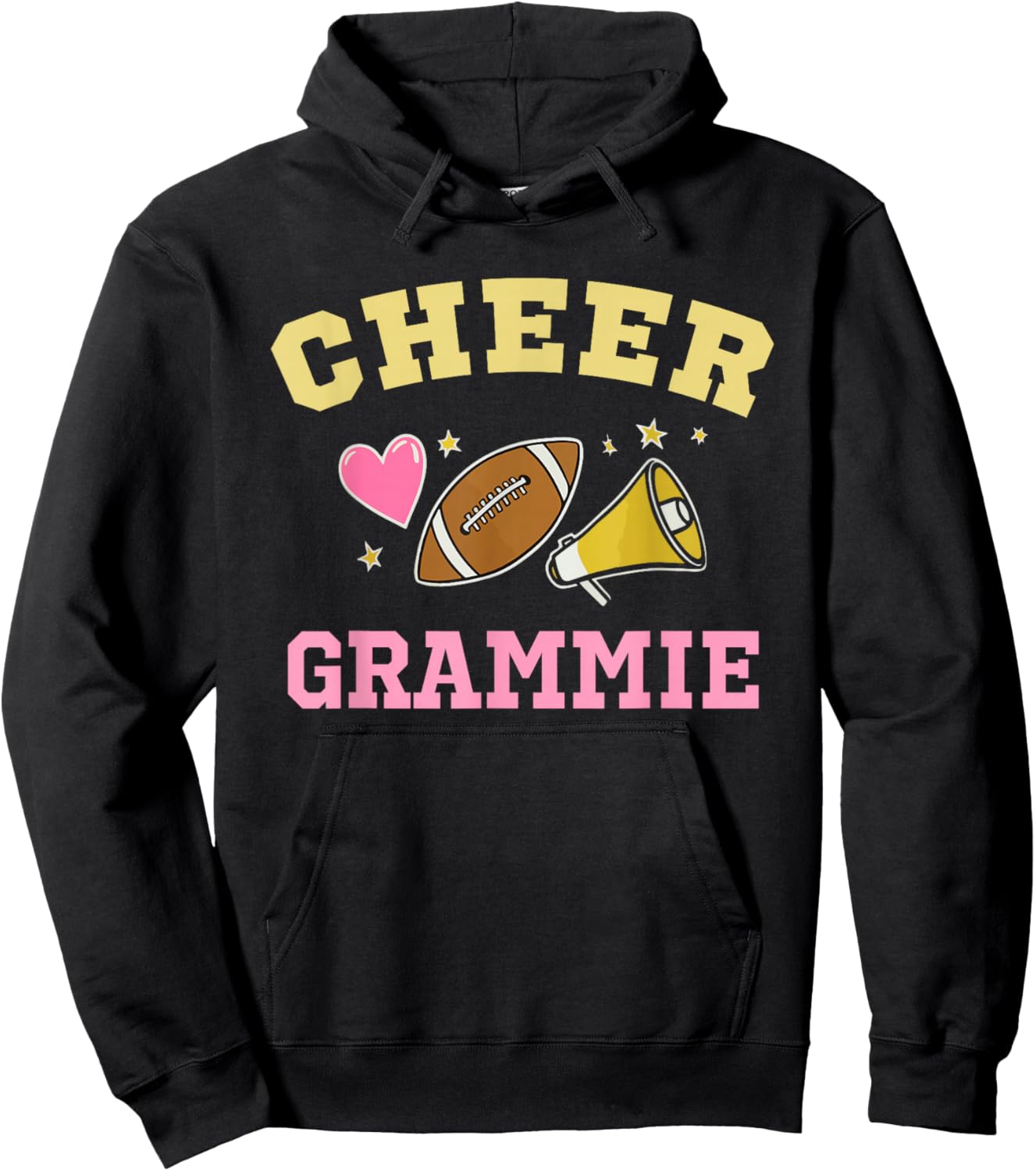 Cheer Grammie Heart Fan Cheerleader Cheerleading Football Hoodie - Hoodie | Black