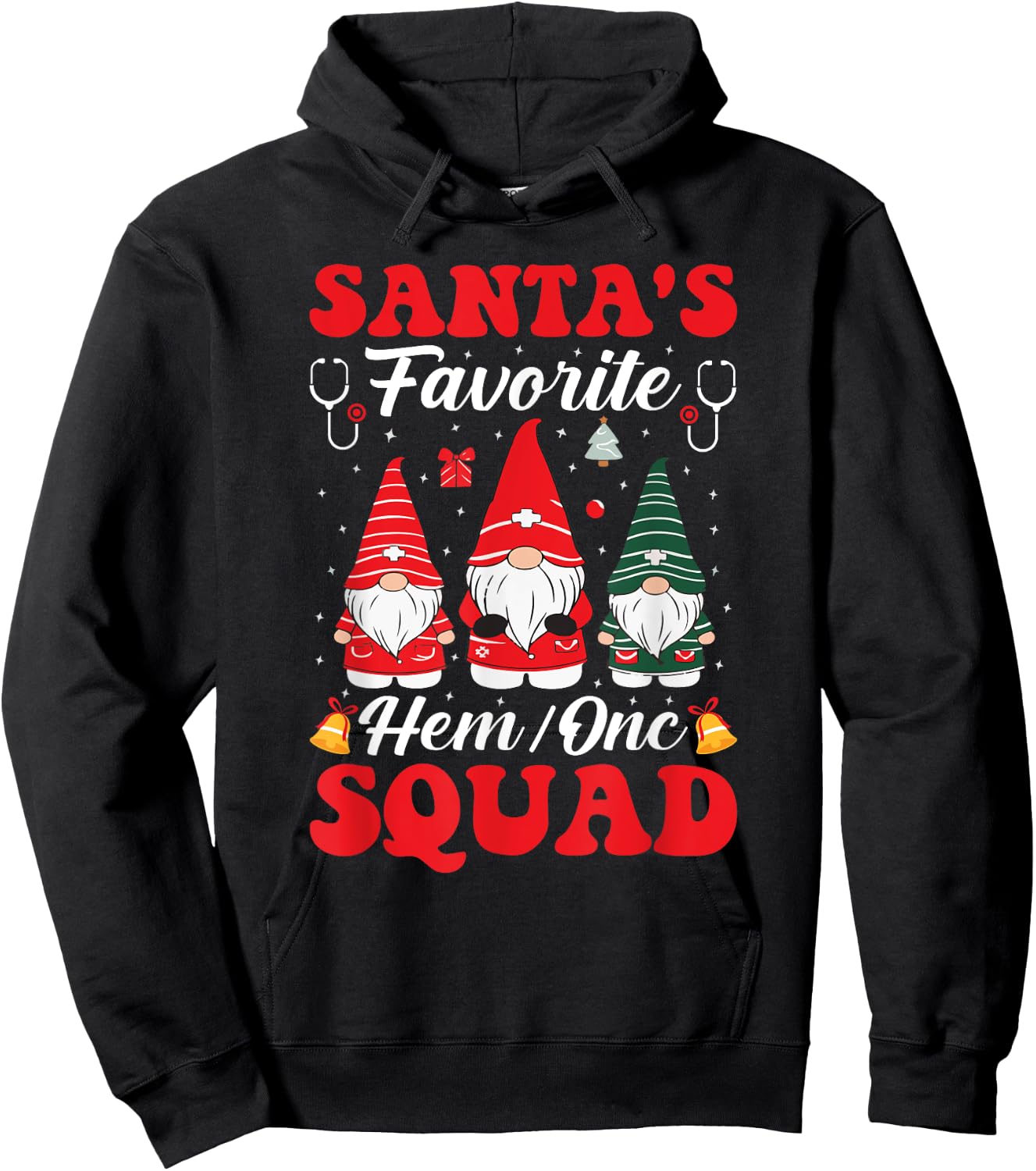 Santa's Favorite Hem Onc Squad Oncology Hematology Nurse Hoodie - Hoodie | Black