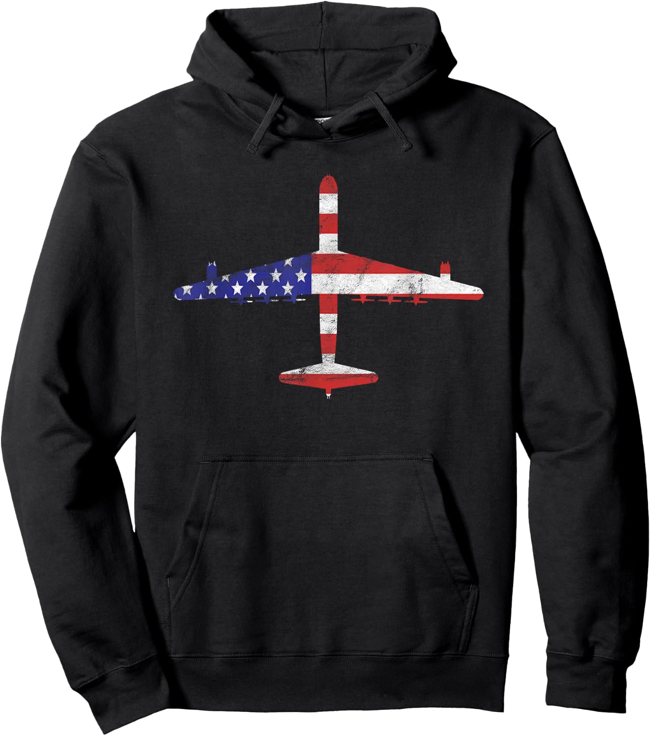 B-36 Peacemaker Cold War Bomber Airplane American Flag Men Hoodie - Hoodie | Black