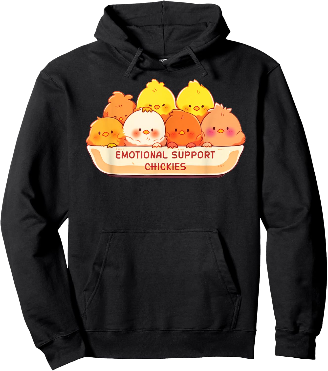 Emotional Support Chickies Cute Kawaii Fruit Cup Hoodie - Hoodie | Black