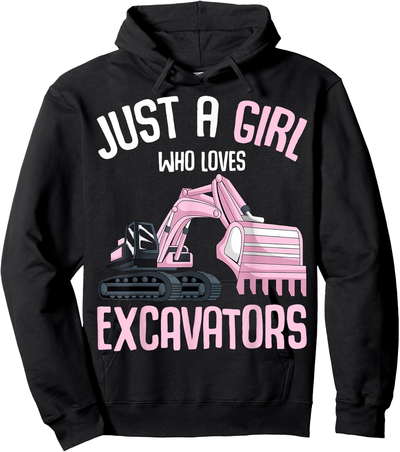 Just A Girl Who Loves Excavators Girls Kids Hoodie - Hoodie | Black