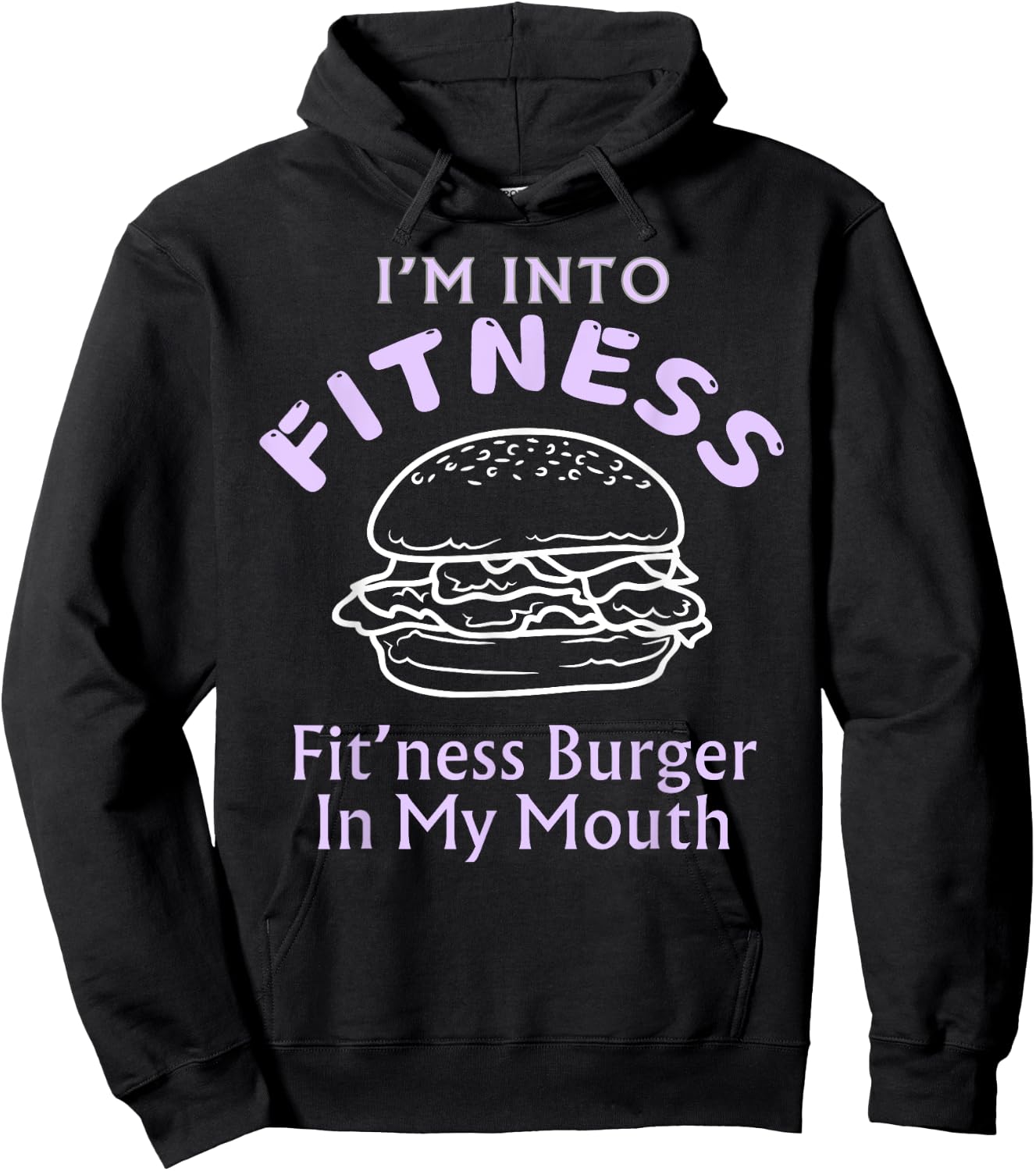 Funny Fitness Burger In My Mouth Trendy Humor Hoodie - Hoodie | Black