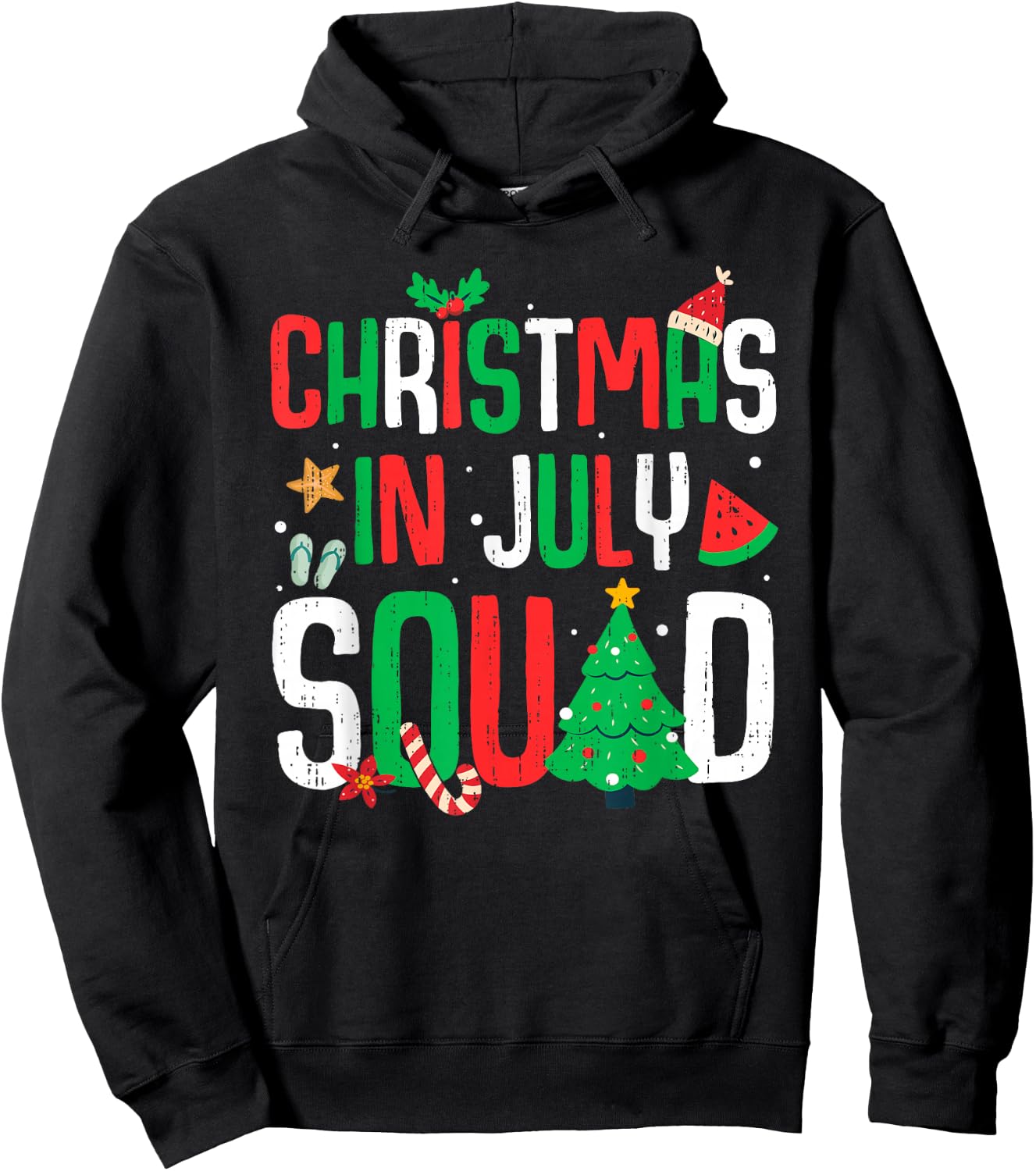 Christmas In July Squad Funny Summer Beach Vacation Xmas Hoodie - Hoodie | Black