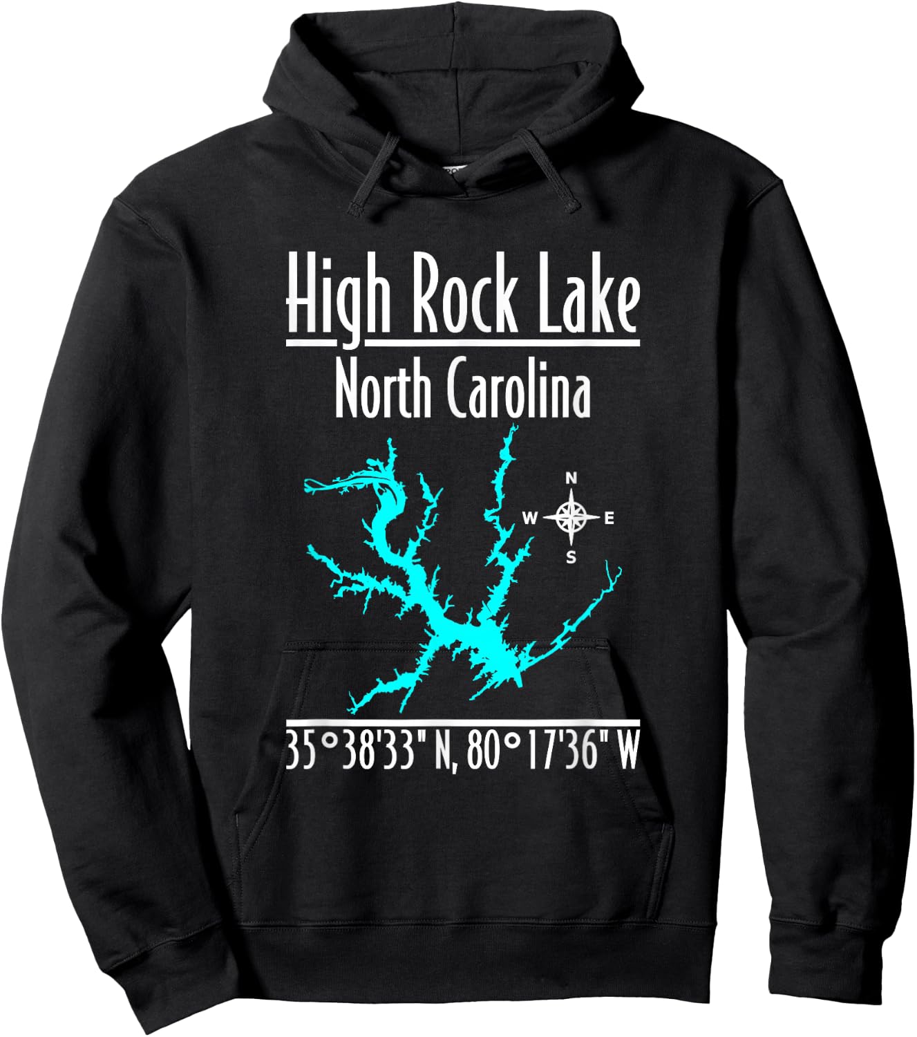 Modern High Rock Lake - North Carolina Hoodie - Hoodie | Black