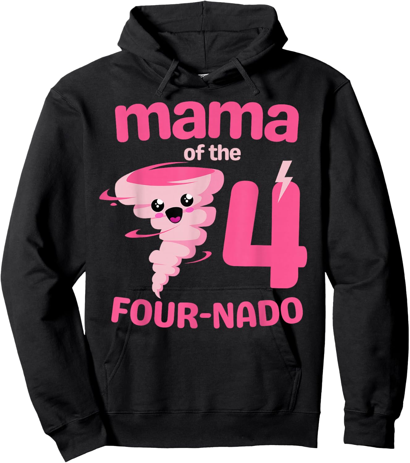 Mama of the Four-nado Tornado Theme 4th Birthday Party Kids Hoodie - Hoodie | Black