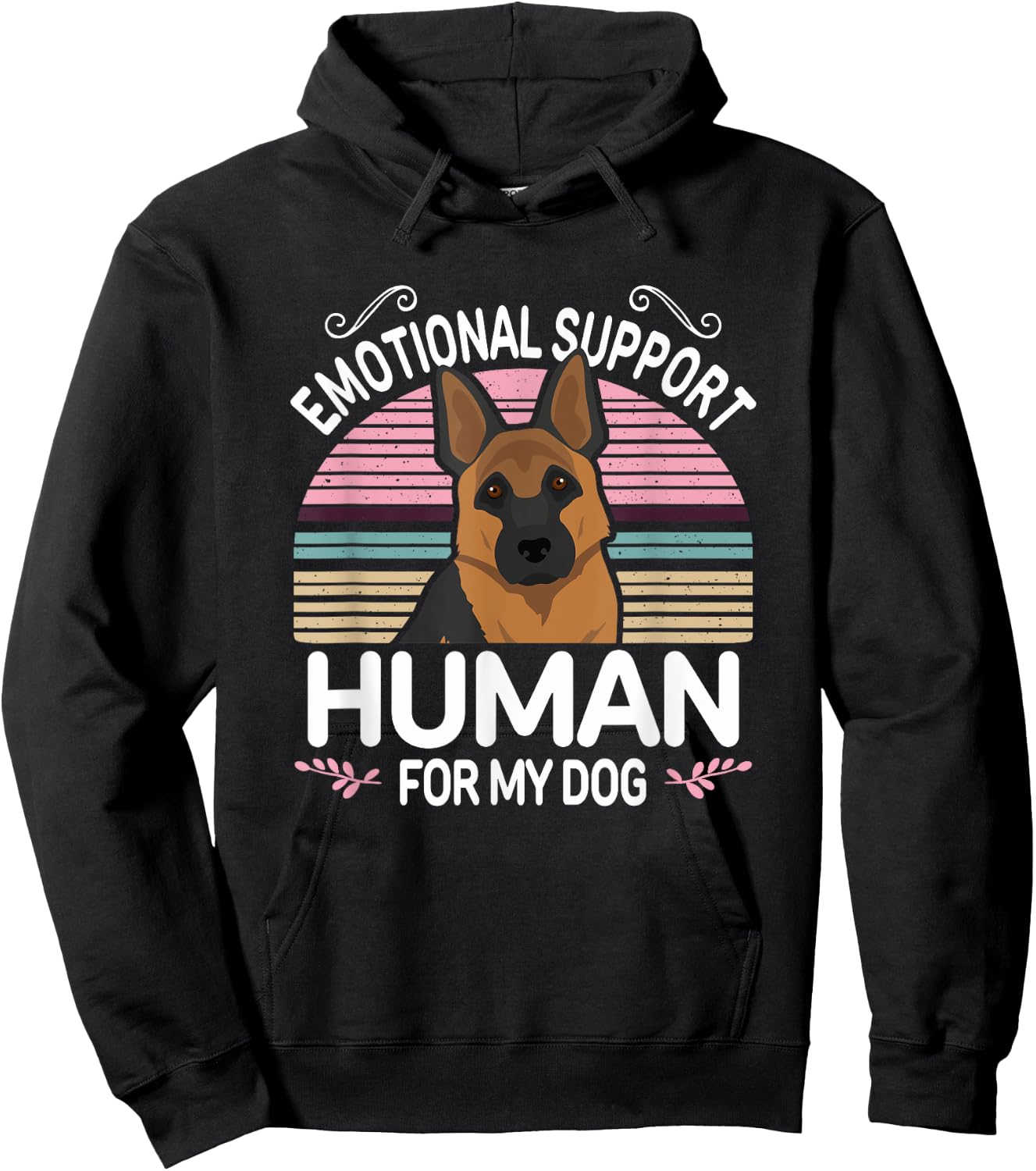 German Shepherd Dog Emotional Support Human, Funny ESA Pet Hoodie - Hoodie | Black