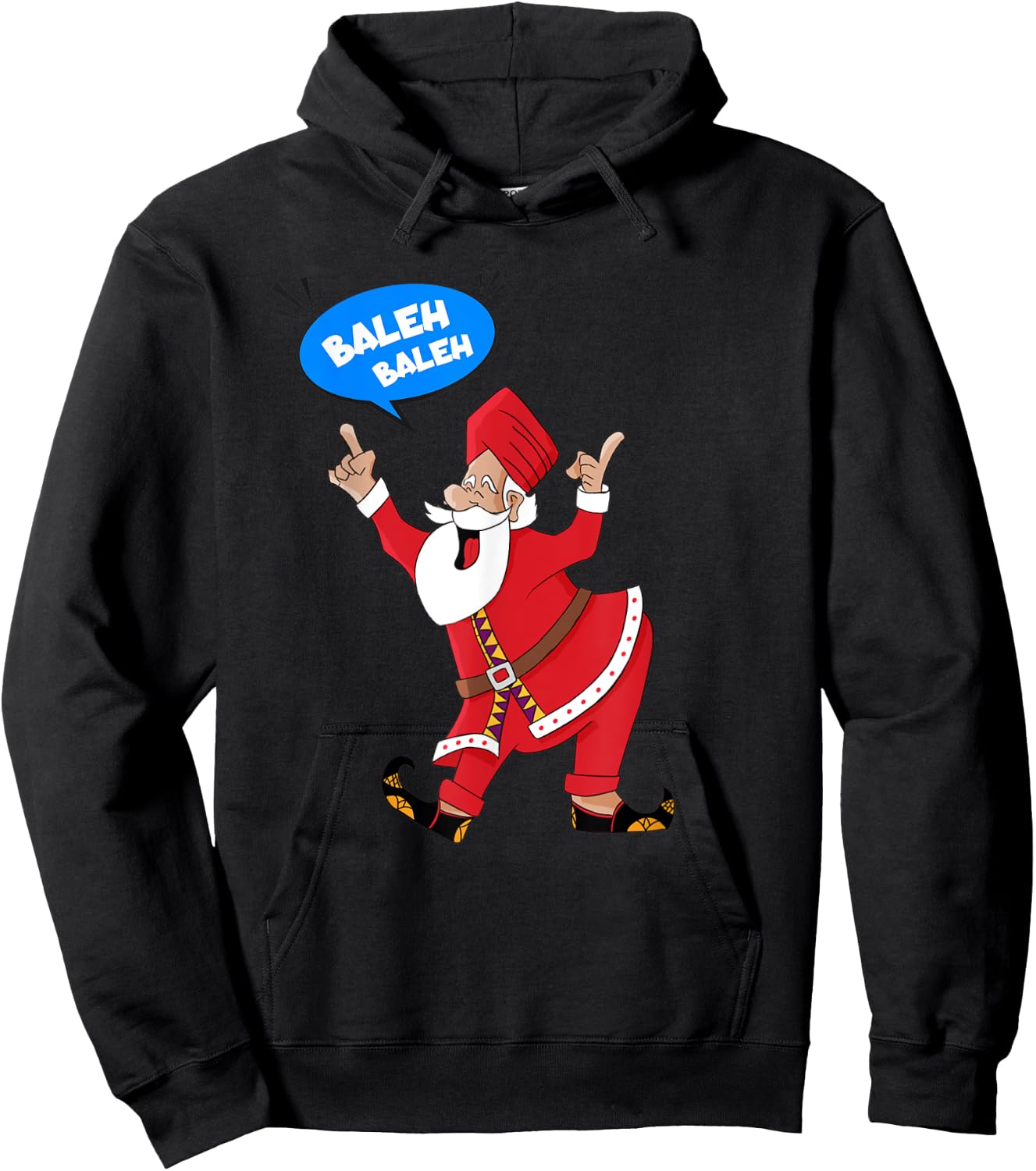 Funny Men's Punjabi Indian Bhangra Dancing Santa Singh Hoodie - Hoodie | Black