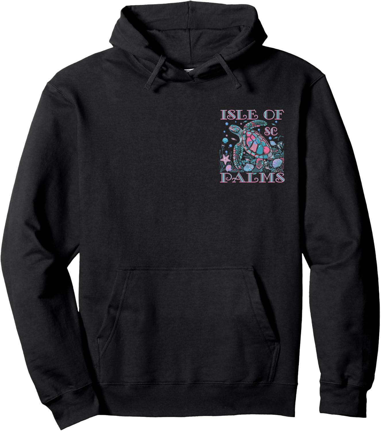 Isle of Palms Sc Turtle Lover Colorful Beach Souvenir Hoodie - Hoodie | Black