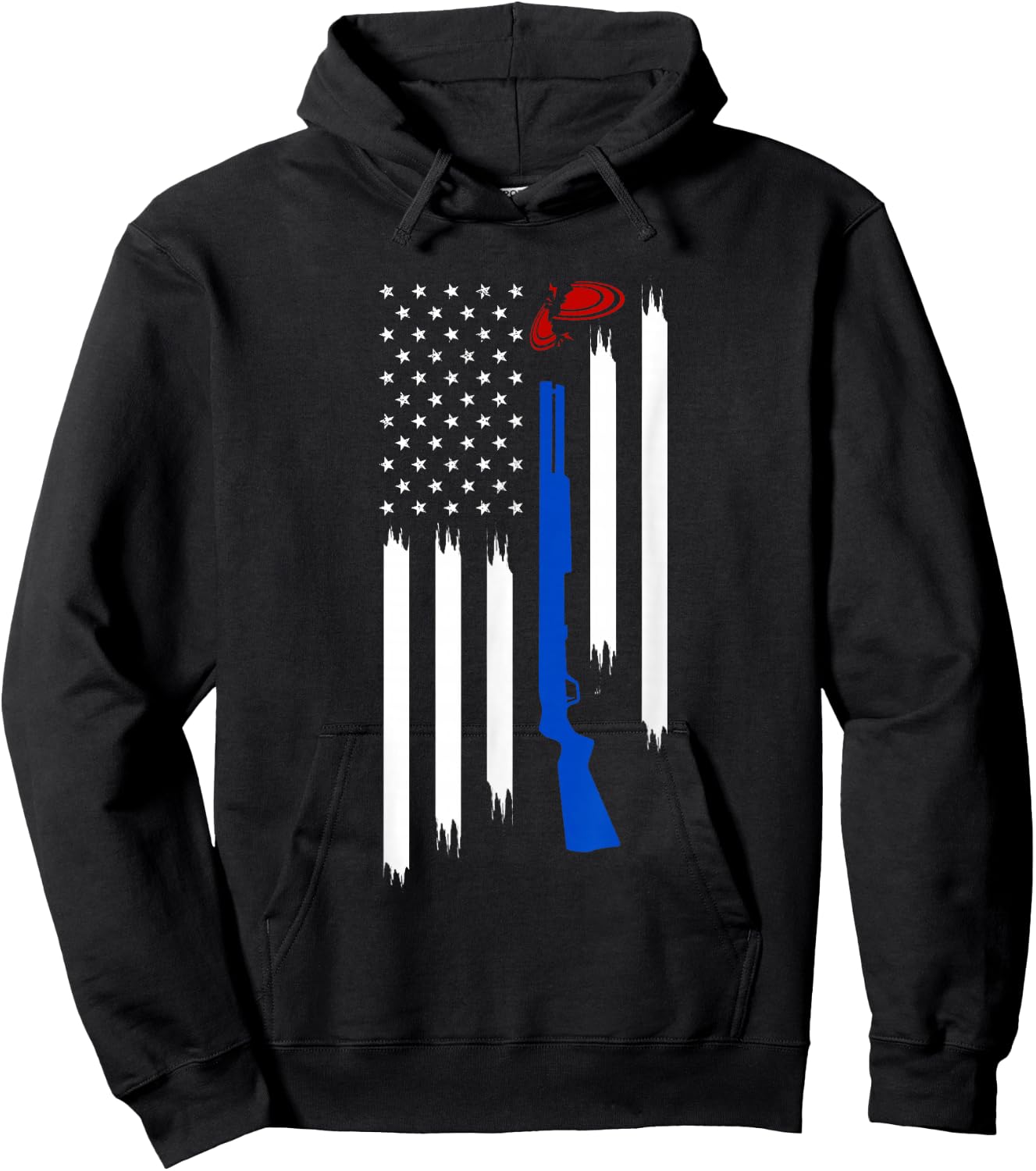 Patriotic Skeet Trap Clay Pigeon Shotgun Shooting USA Flag Hoodie - Hoodie | Black