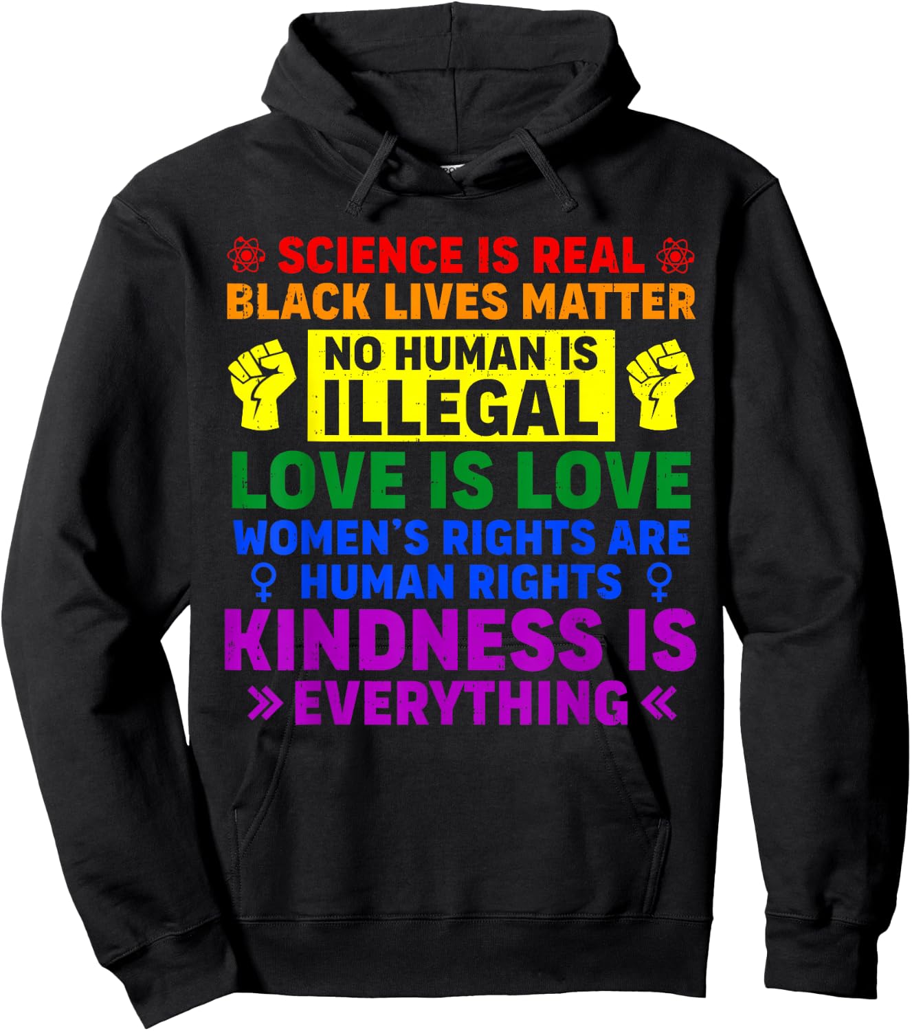 Science Kindness Equality Rainbow LGBT Gay Pride Human Right Hoodie - Hoodie | Black