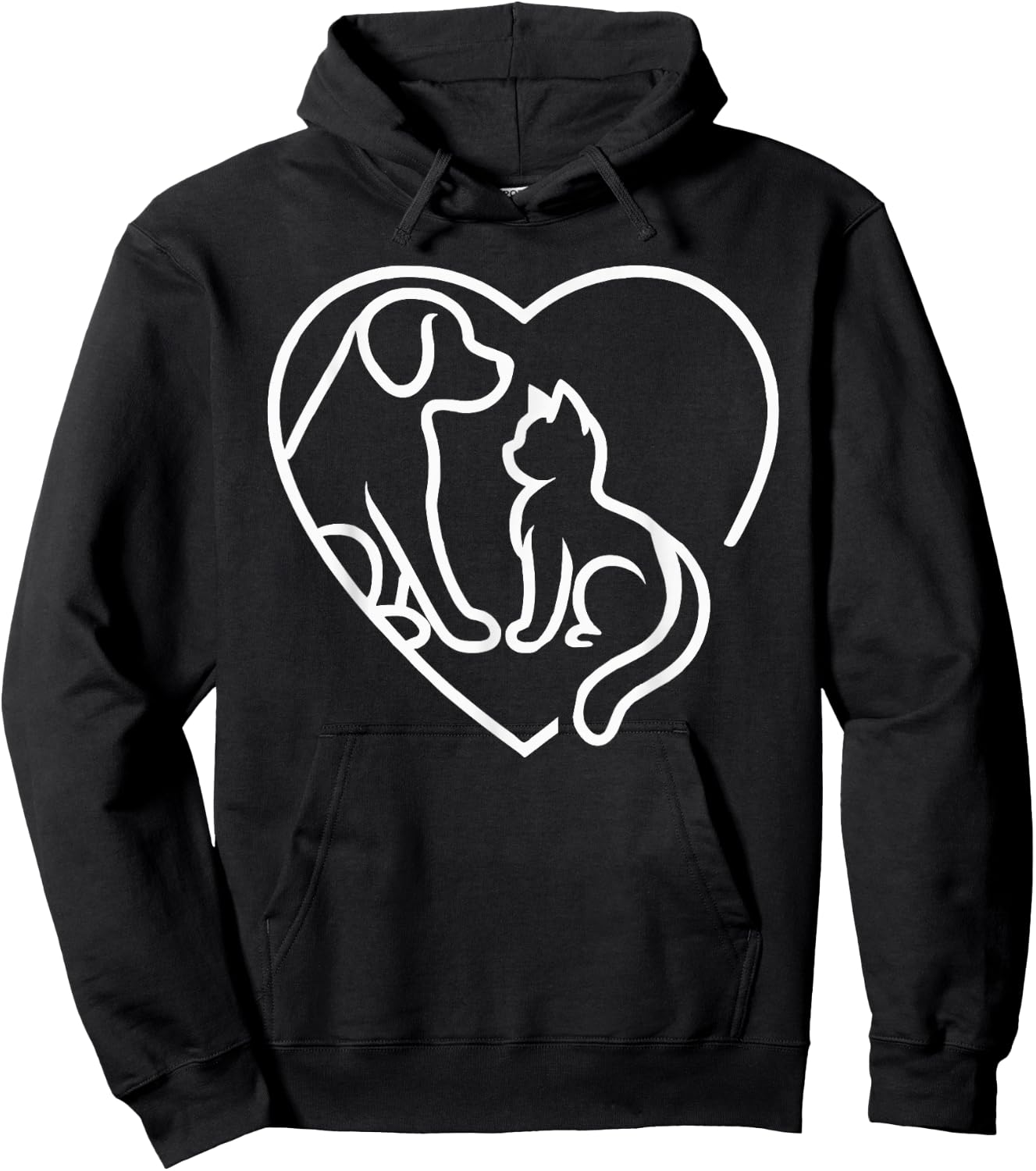 Dog Puppy and Baby Cat Heart - Animal Dog & Cat Heart Hoodie - Hoodie | Black