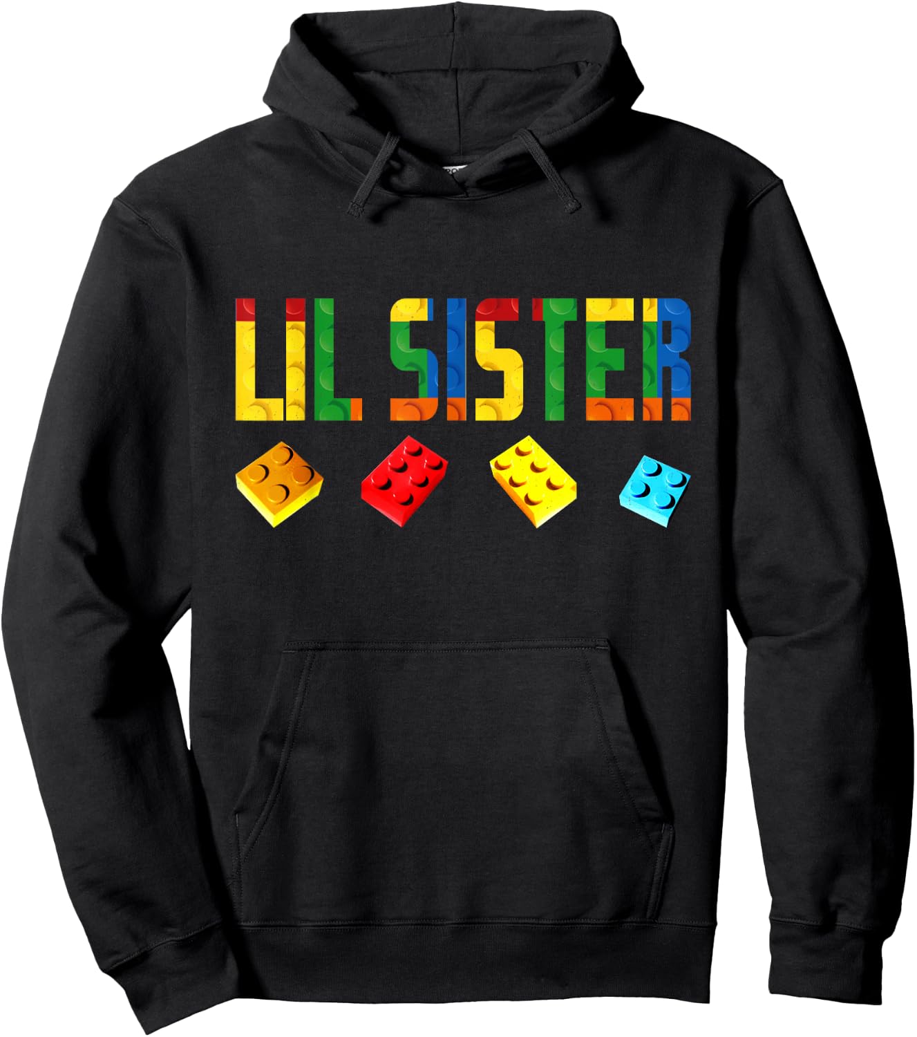 Lil Sister Master Builder Building Blocks Birthday Family Hoodie - Hoodie | Black
