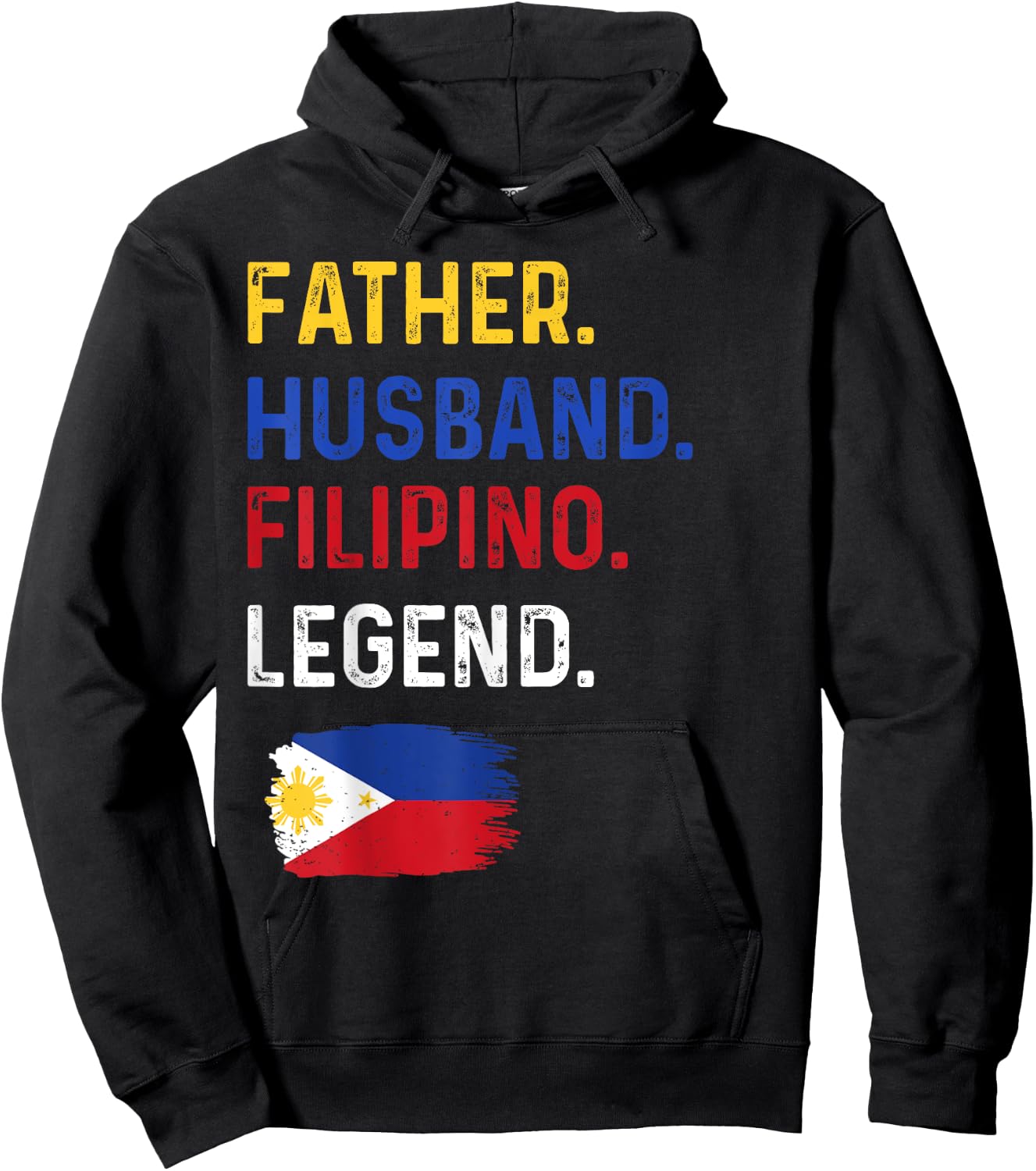 Father Husband Filipino Legend Proud Dad Philippine Flag Hoodie - Hoodie | Black