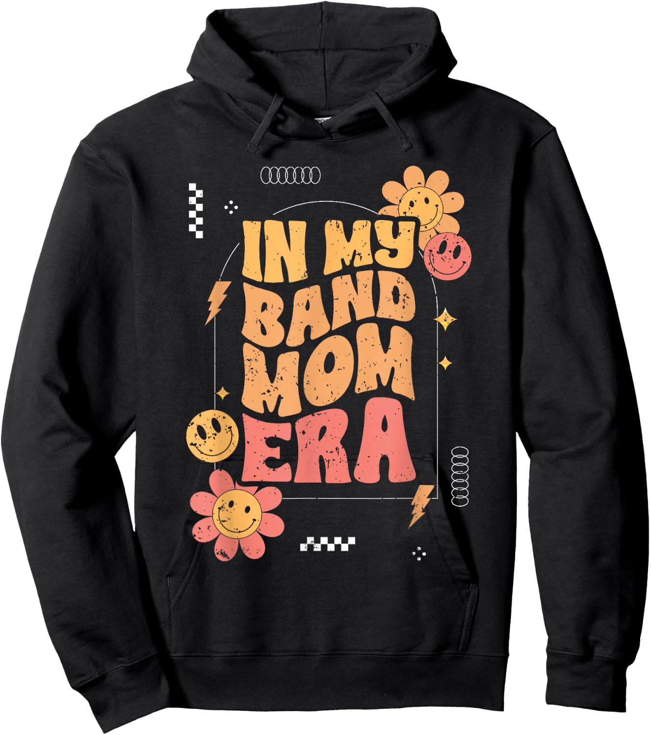 Groovy In My Band Mom Era For A Marching Band Member Parent Hoodie - Hoodie | Black