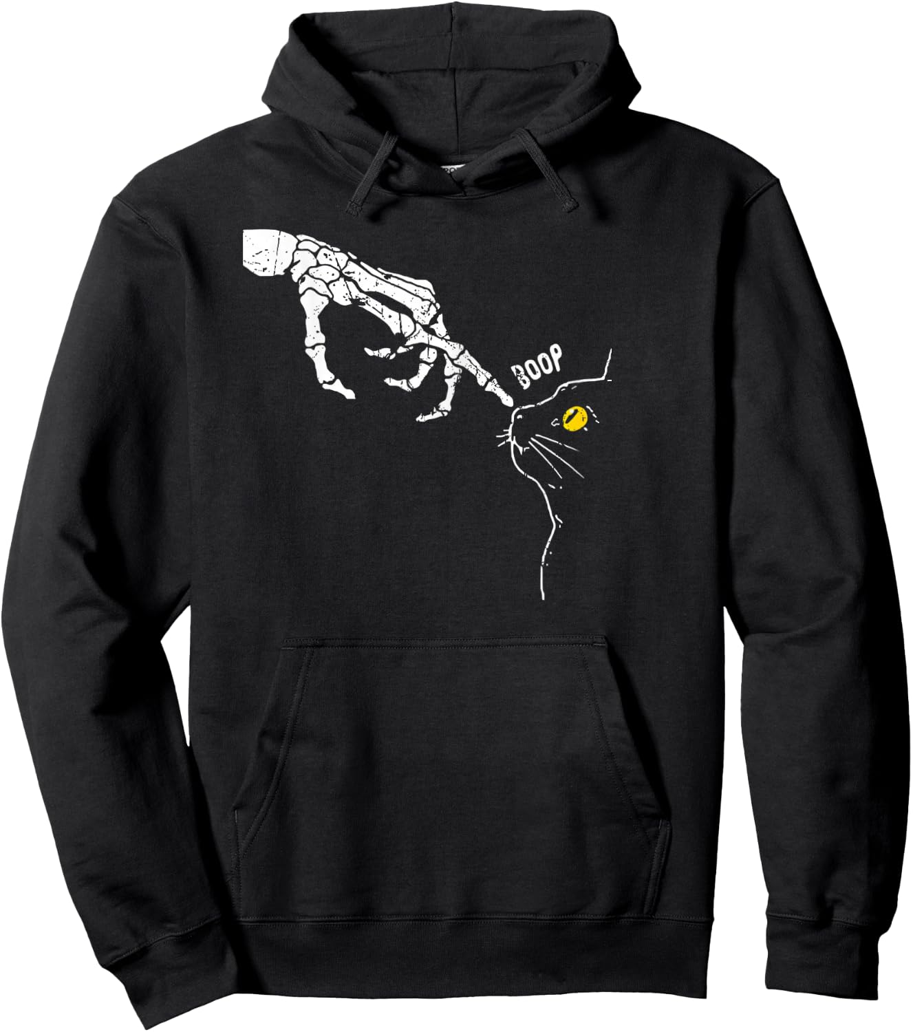 Cat Black Lover Skeleton Hand Boop Funny Halloween 2024 Hoodie - Hoodie | Black
