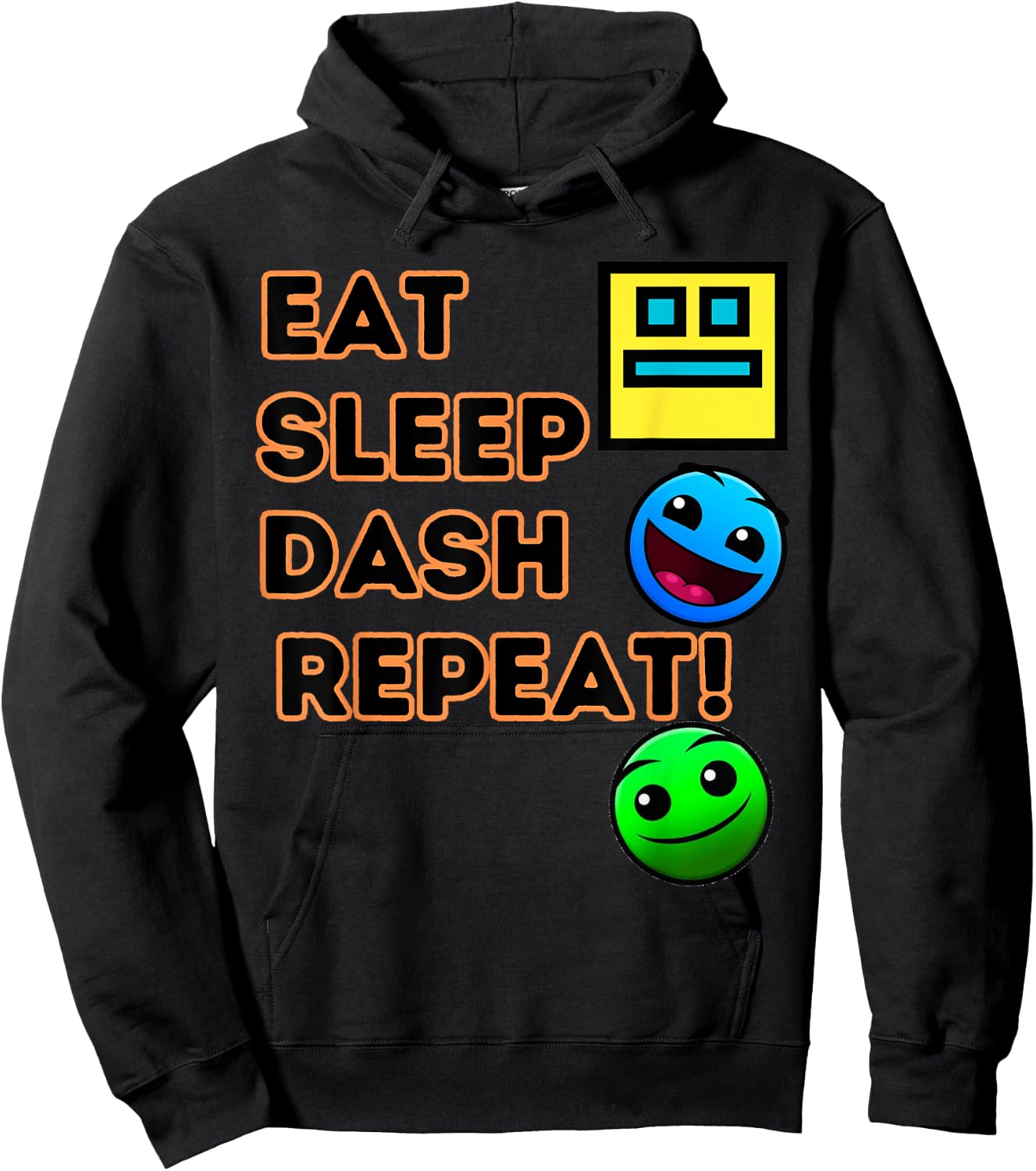 Eat Sleep Dash Repeat Video Game Geometry Video Gamer Hoodie - Hoodie | Black