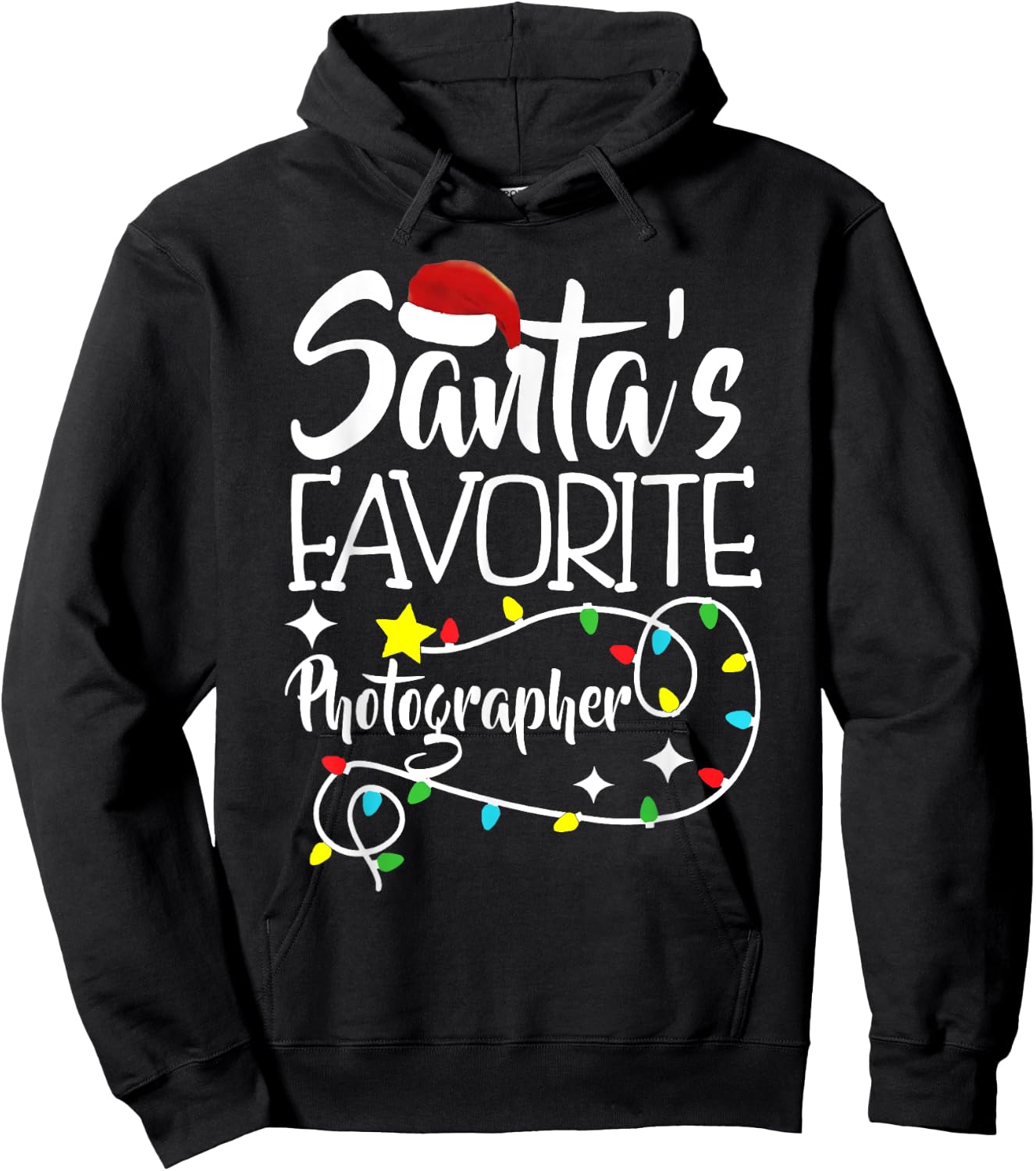 Santa's Favorite Photographer Christmas lights Santa Gifts Hoodie - Hoodie | Black