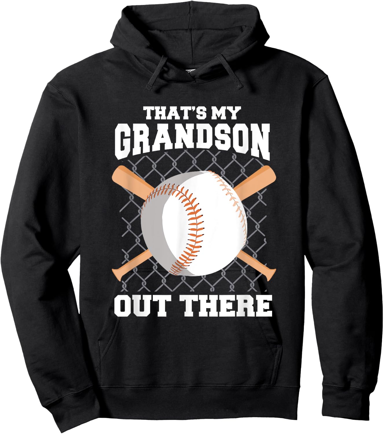 That's My Grandson Out There Grandma Grandpa Baseball Hoodie - Hoodie | Black