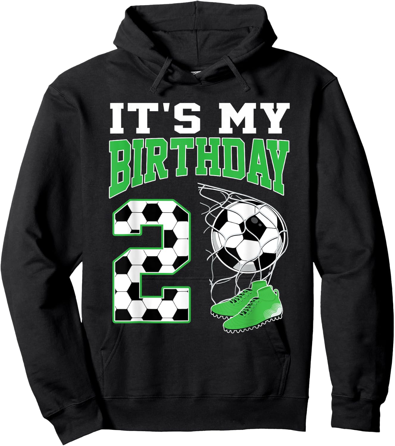 It's My 2nd Birthday Soccer Party 2 Year Old Boy Hoodie - Hoodie | Black