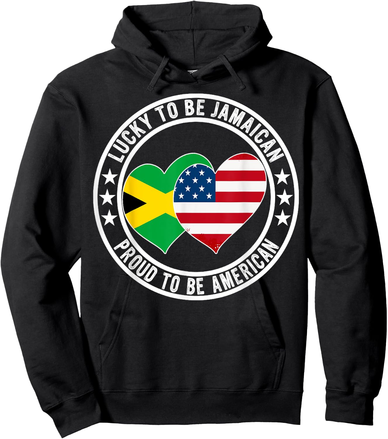 Lucky To Be Jamaican Proud To Be American Jamaica US Flag Hoodie - Hoodie | Black