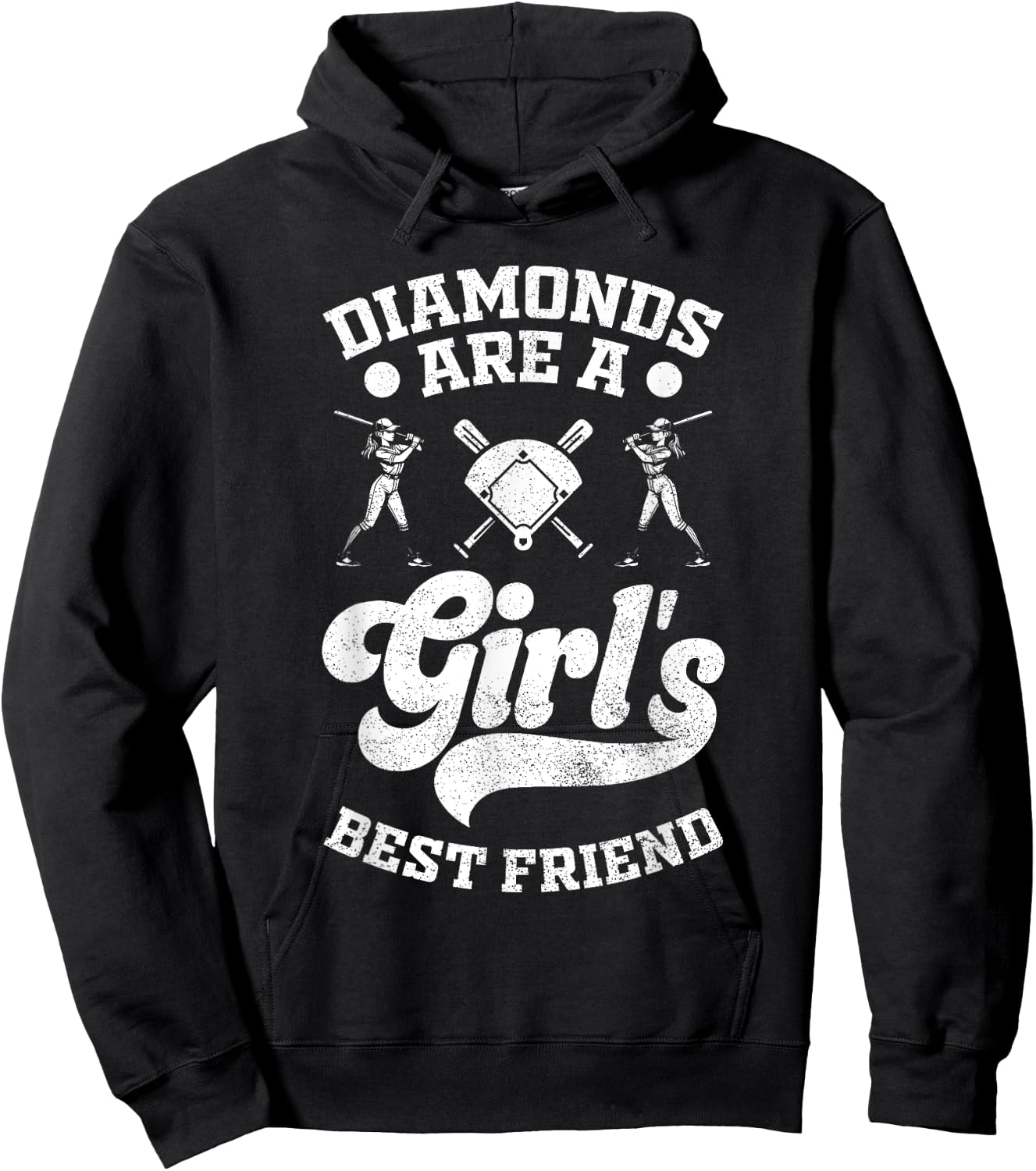 Diamonds Are A Girl's Best Friend Baseball Softball Girl Hoodie - Hoodie | Black