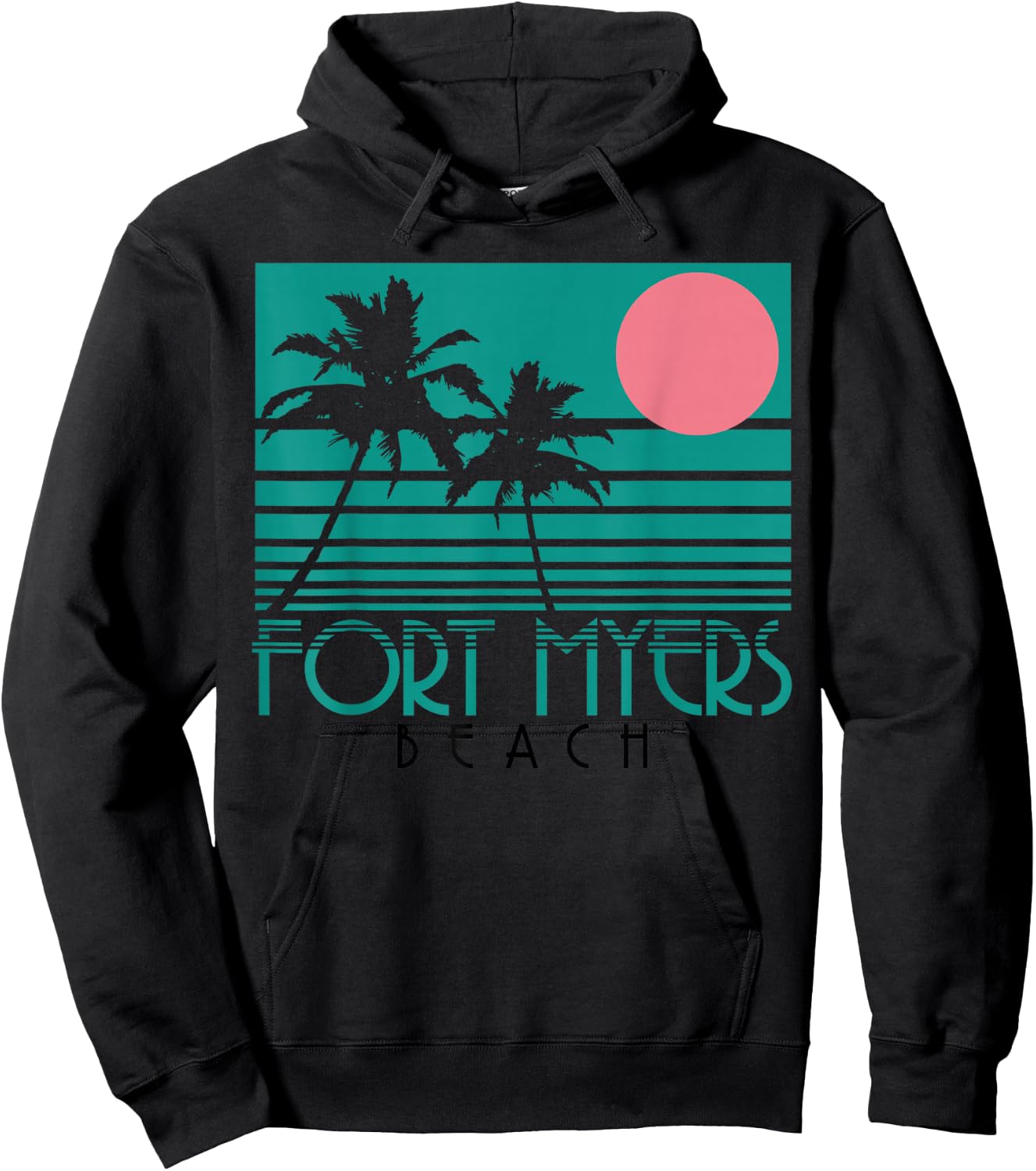 Fort Myers Beach Florida FL Palm Trees Surf Vintage Retro Hoodie - Hoodie | Black