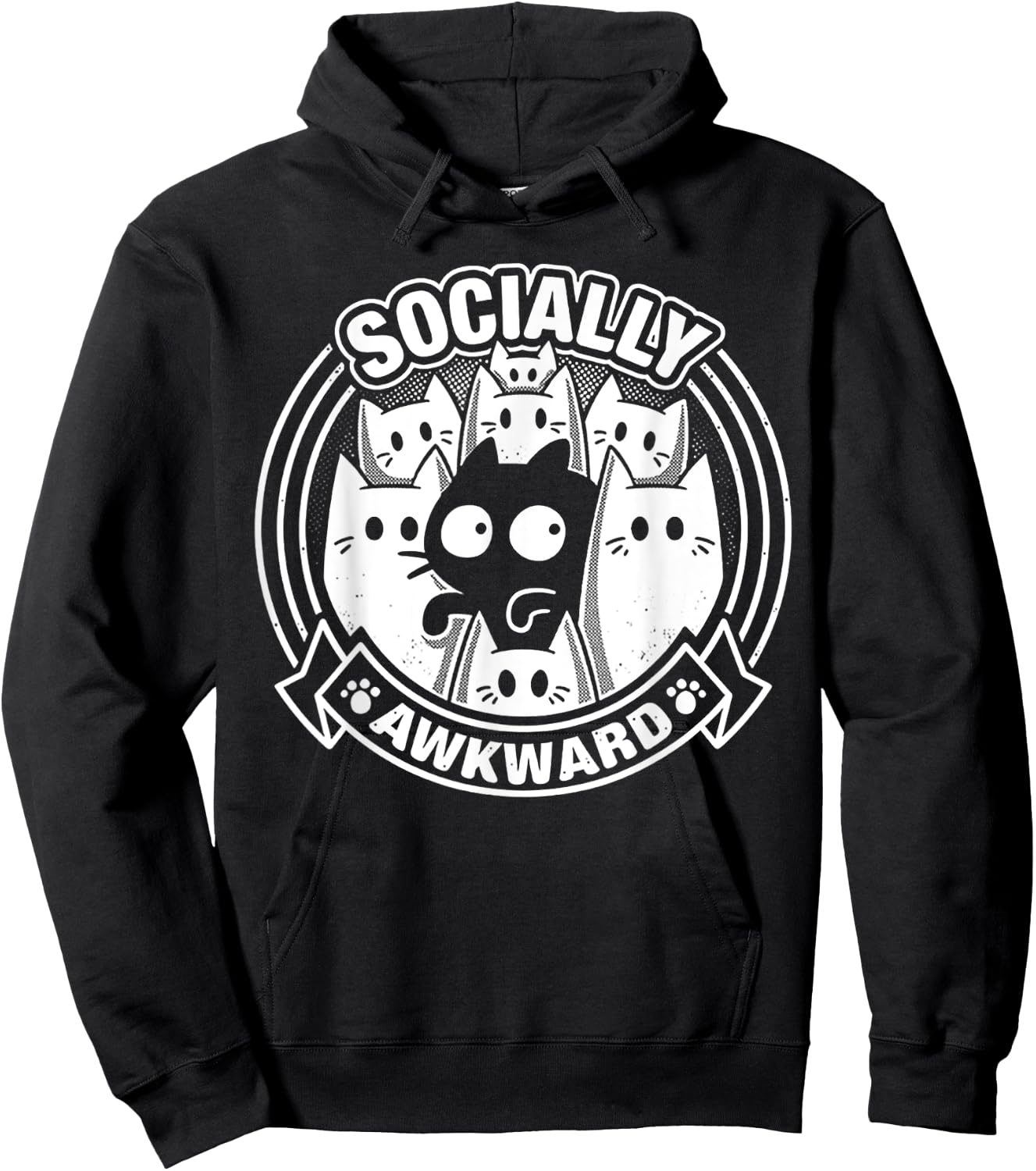 Socially Awkward Cat Hoodie - Hoodie | Black