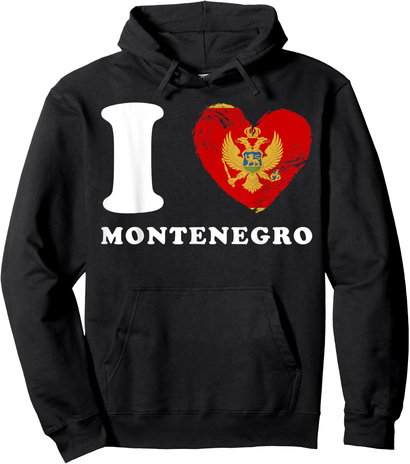 I Love Montenegro - Heart Flag Montenegro Hoodie - Hoodie | Black