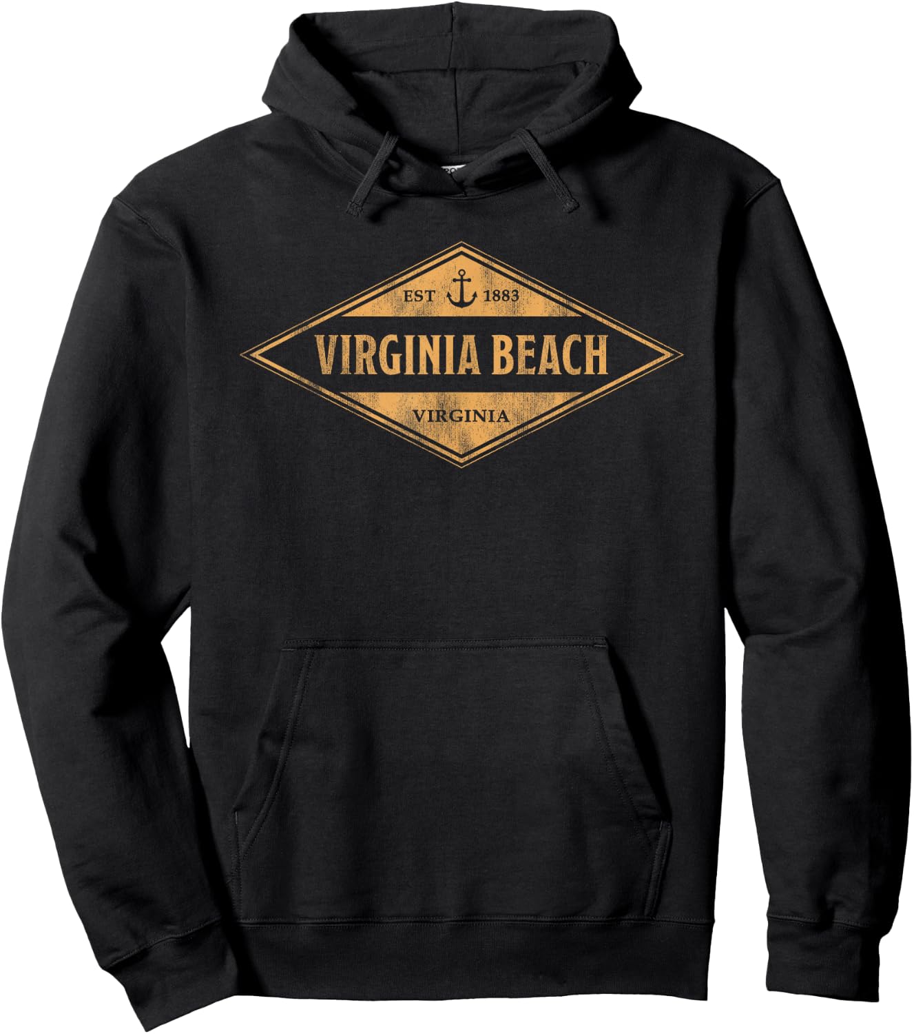 Virginia Beach Virginia Souvenir Vacation Vintage Badge Hoodie - Hoodie | Black